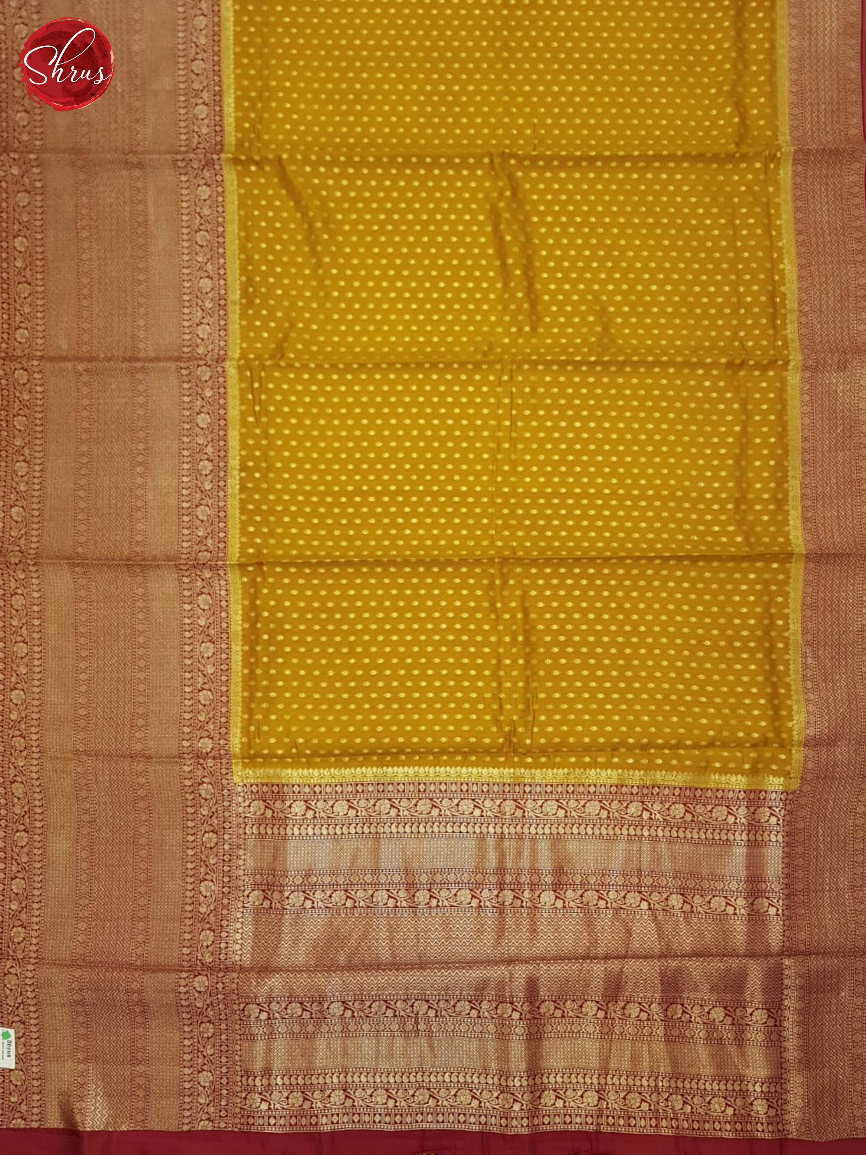 Mustard And Red- Khatan Saree - Shop on ShrusEternity.com