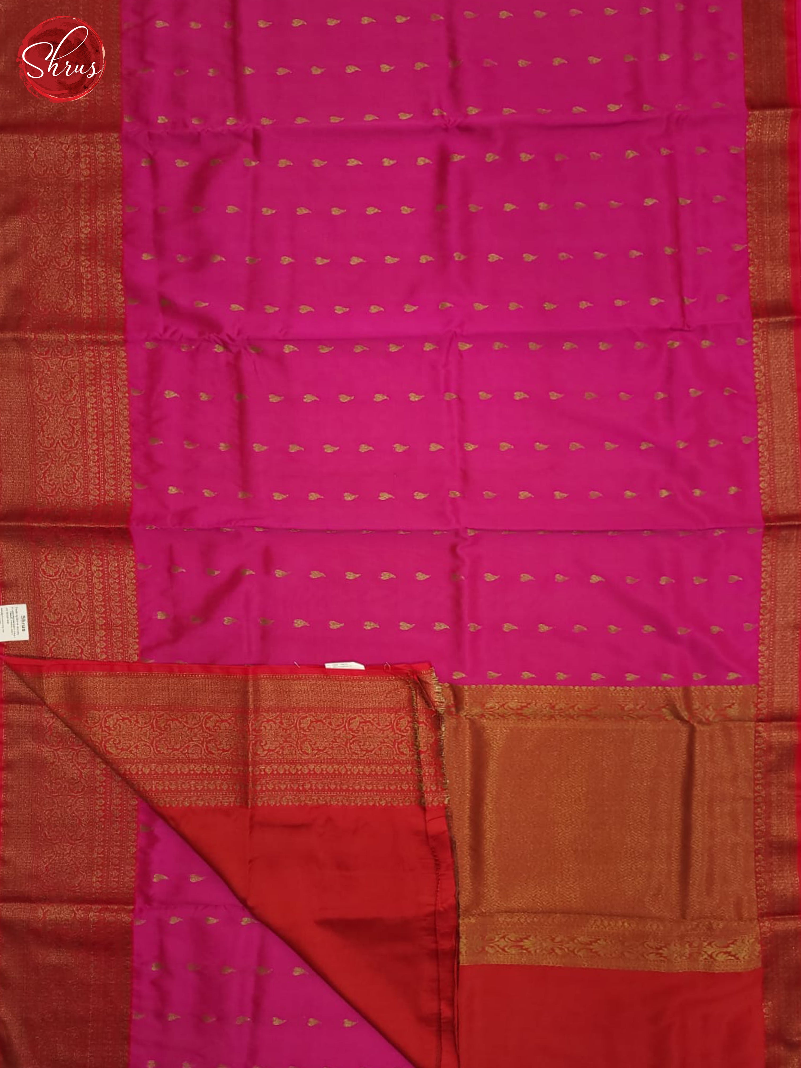 Pink & Red - Semi dupion Saree - Shop on ShrusEternity.com