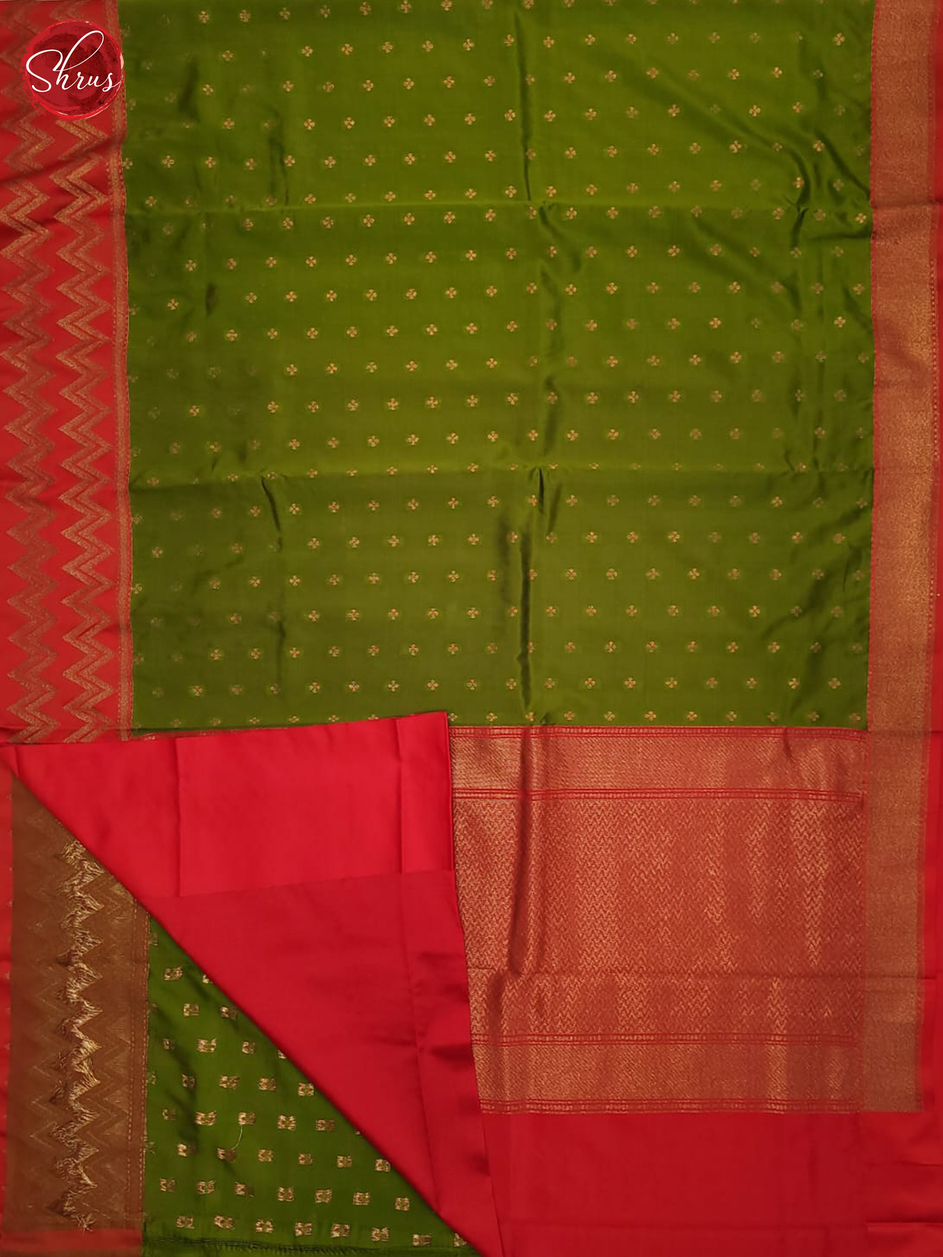 Green & Red - Semi dupion Saree - Shop on ShrusEternity.com