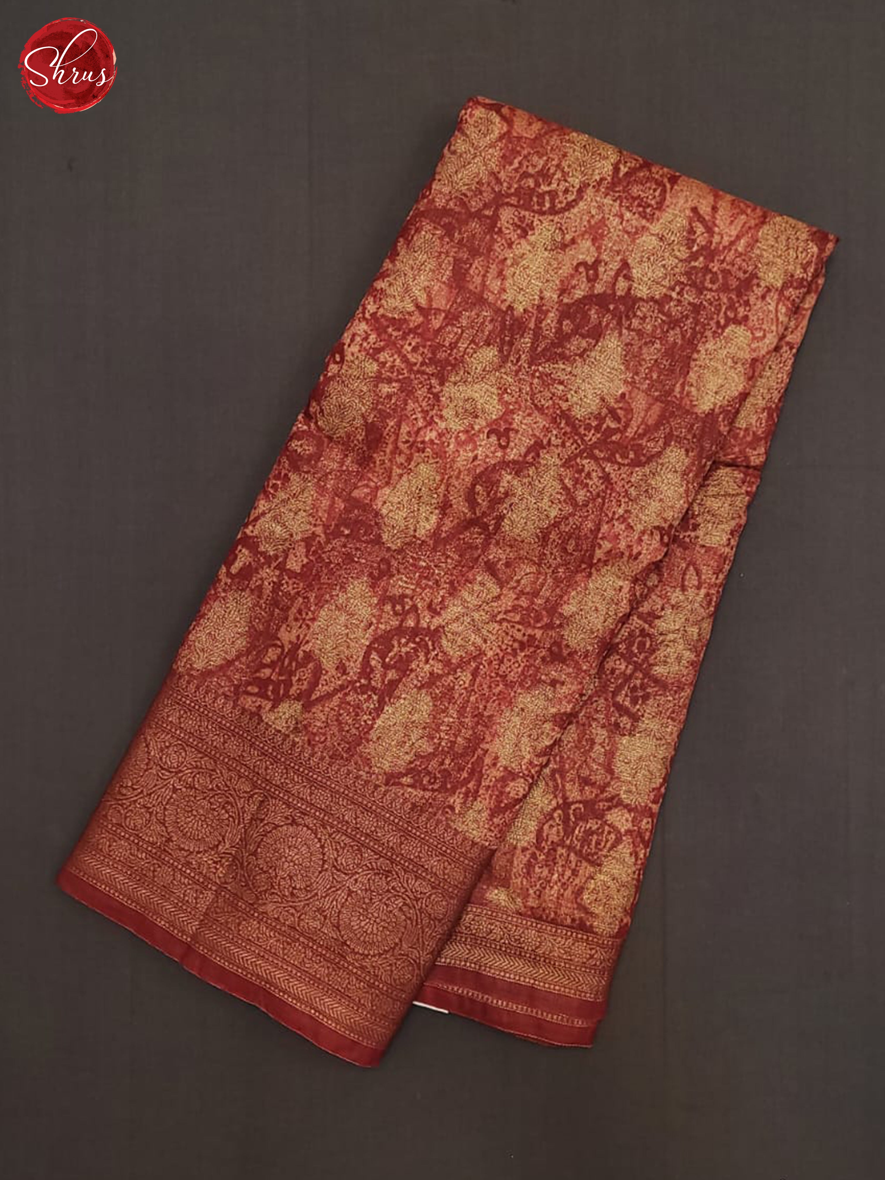 Red(Single Tone) - Linen print Saree - Shop on ShrusEternity.com
