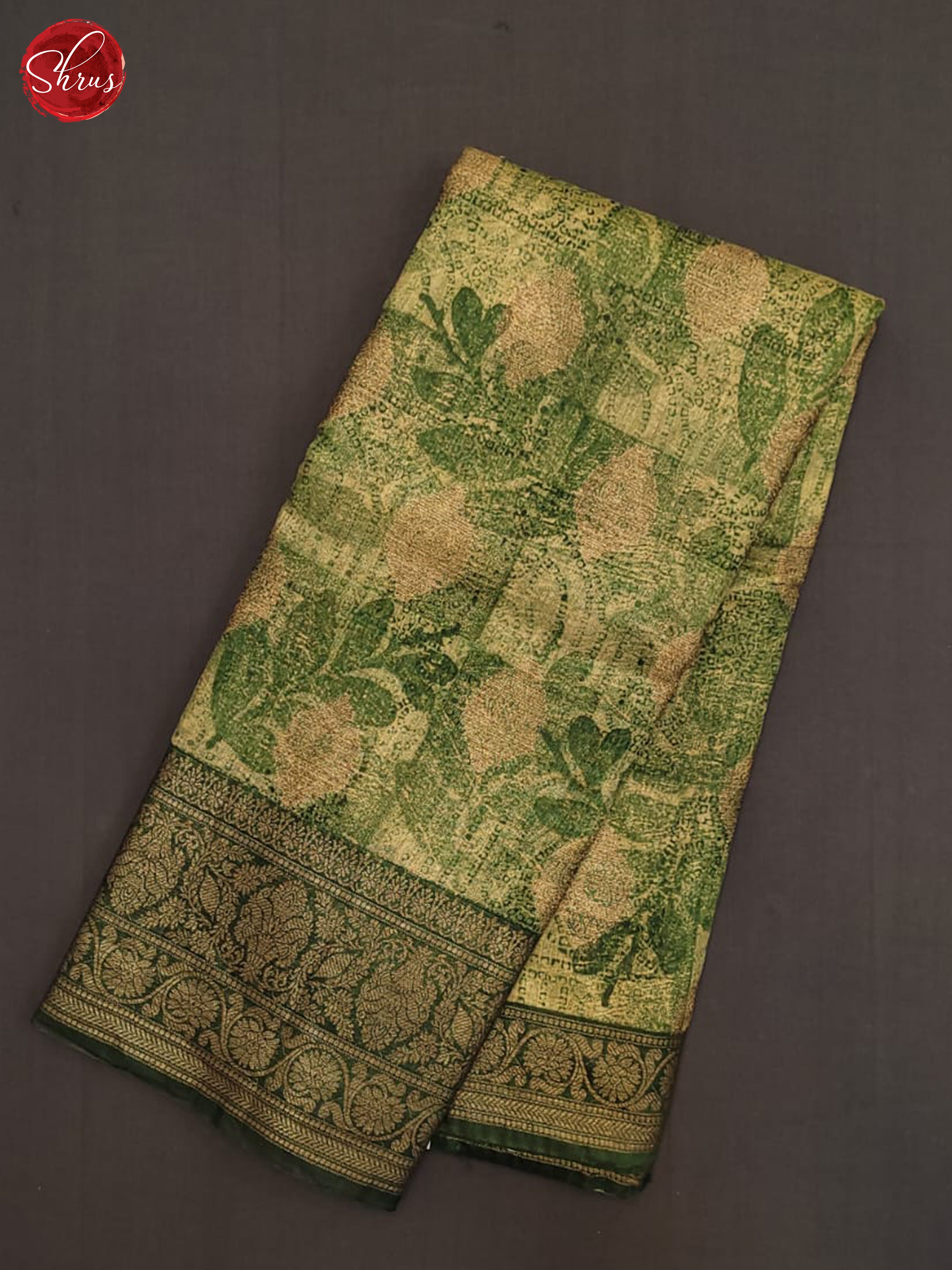 Green(Single Tone)- Linen print Saree - Shop on ShrusEternity.com