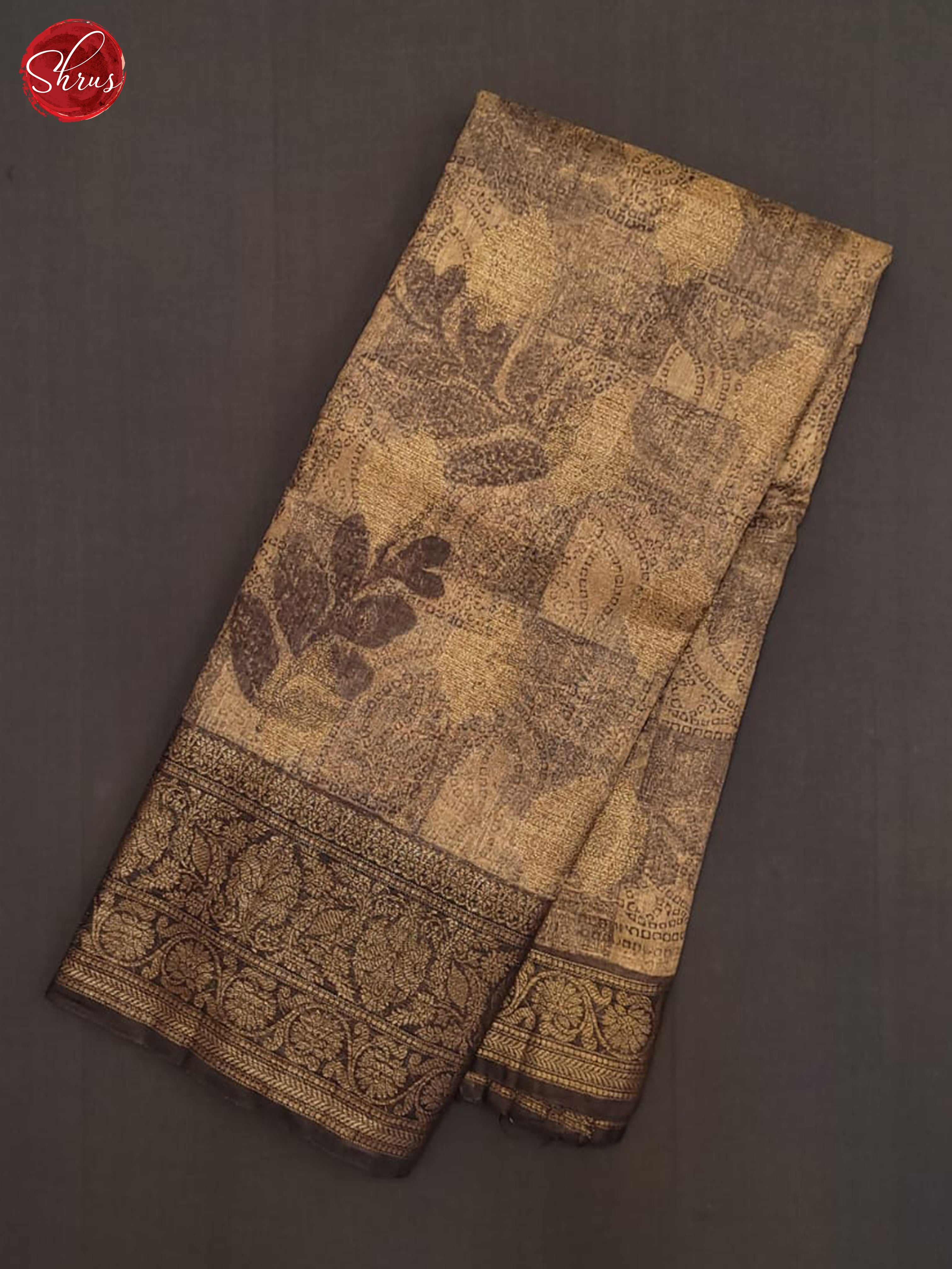 Brown(Single Tone) - Linen print Saree - Shop on ShrusEternity.com