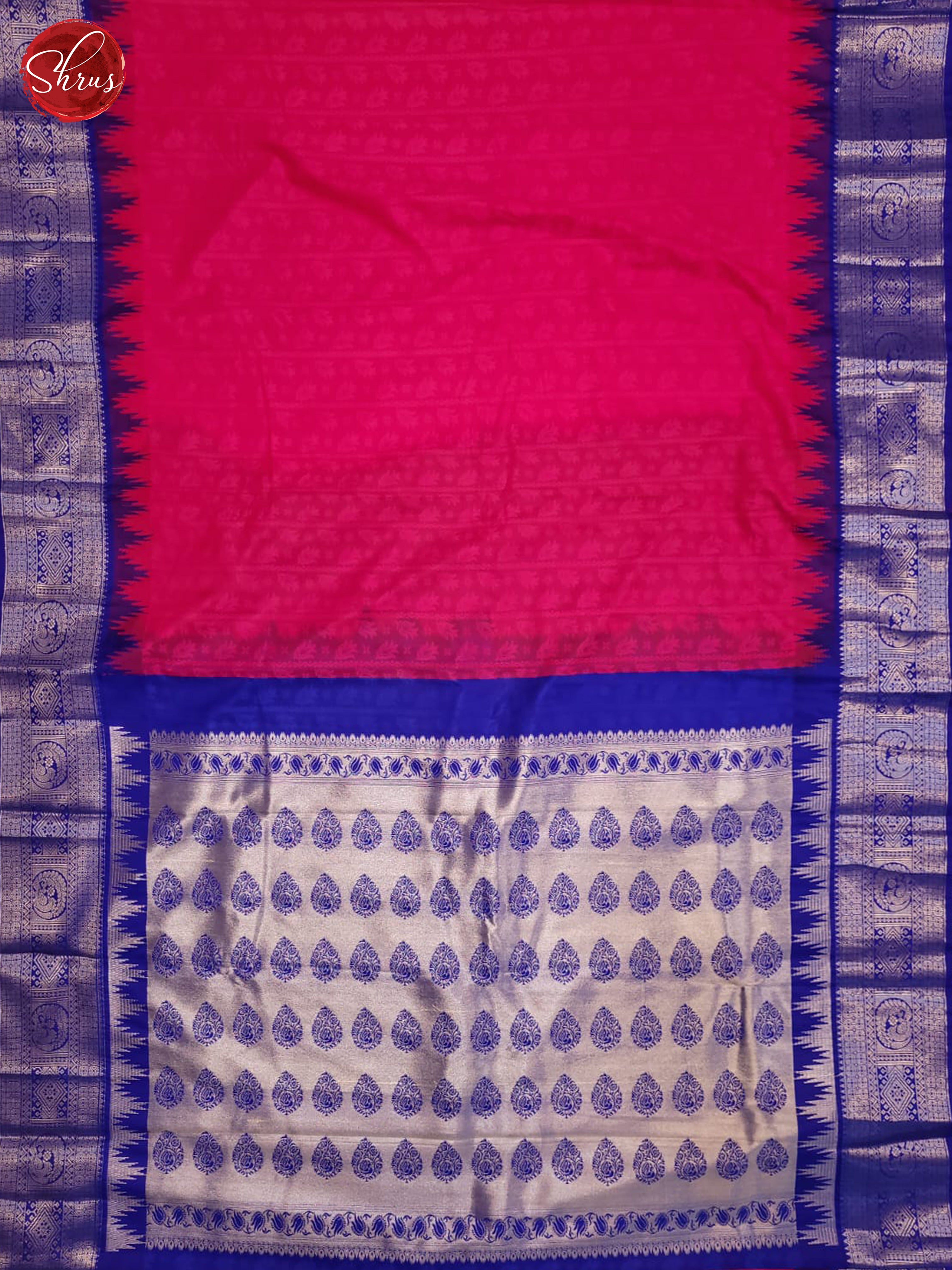 Pink & Blue - Semi Kanchipuram Saree - Shop on ShrusEternity.com