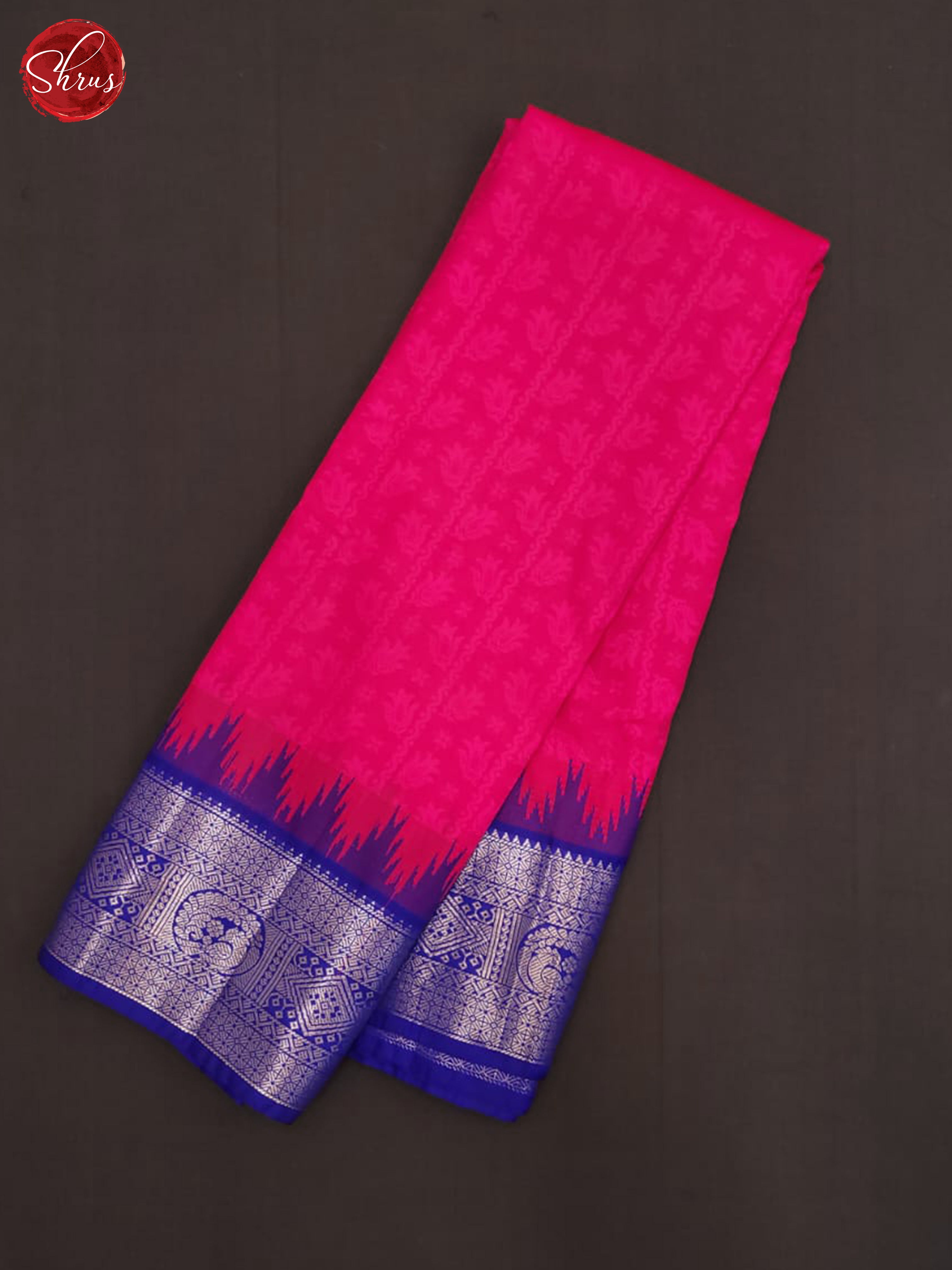 Pink & Blue - Semi Kanchipuram Saree - Shop on ShrusEternity.com