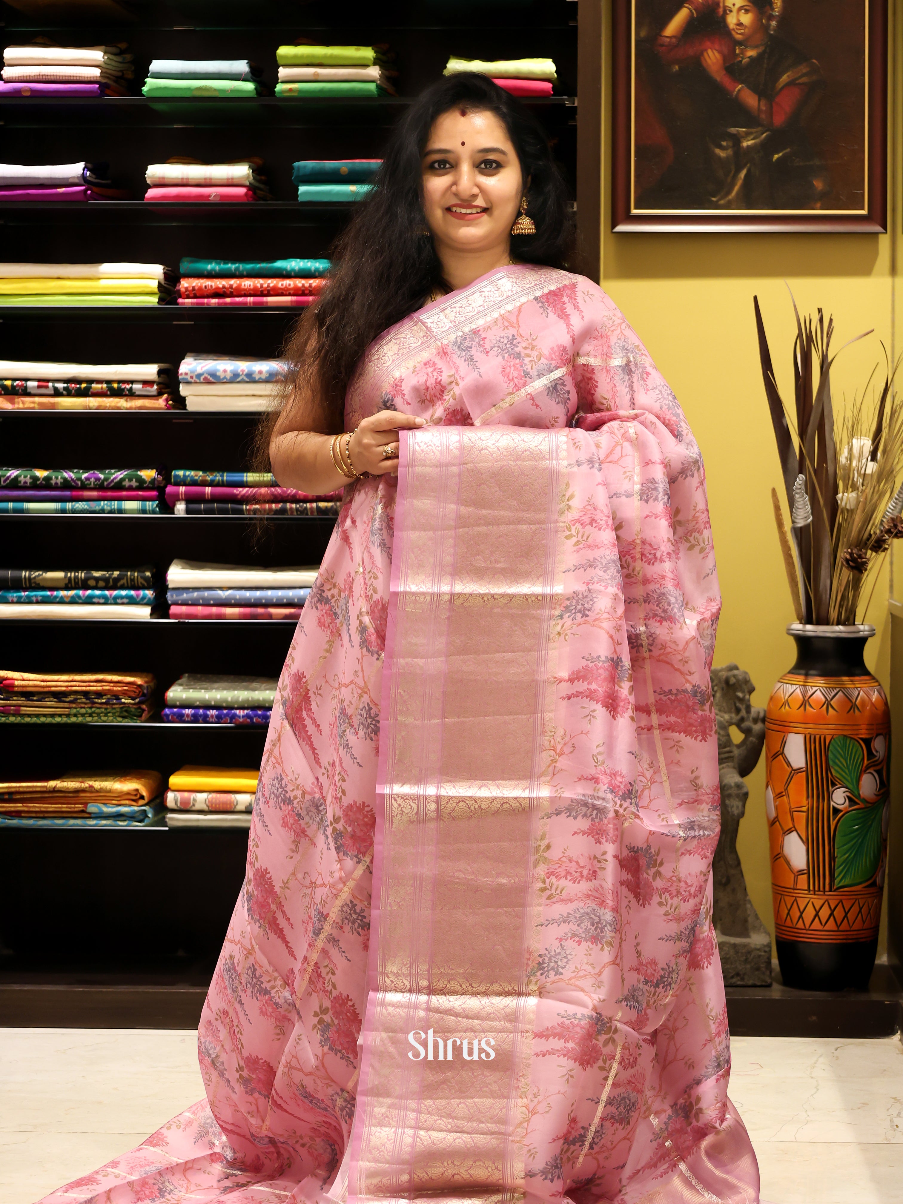 Lavender(single tone)- Organza saree