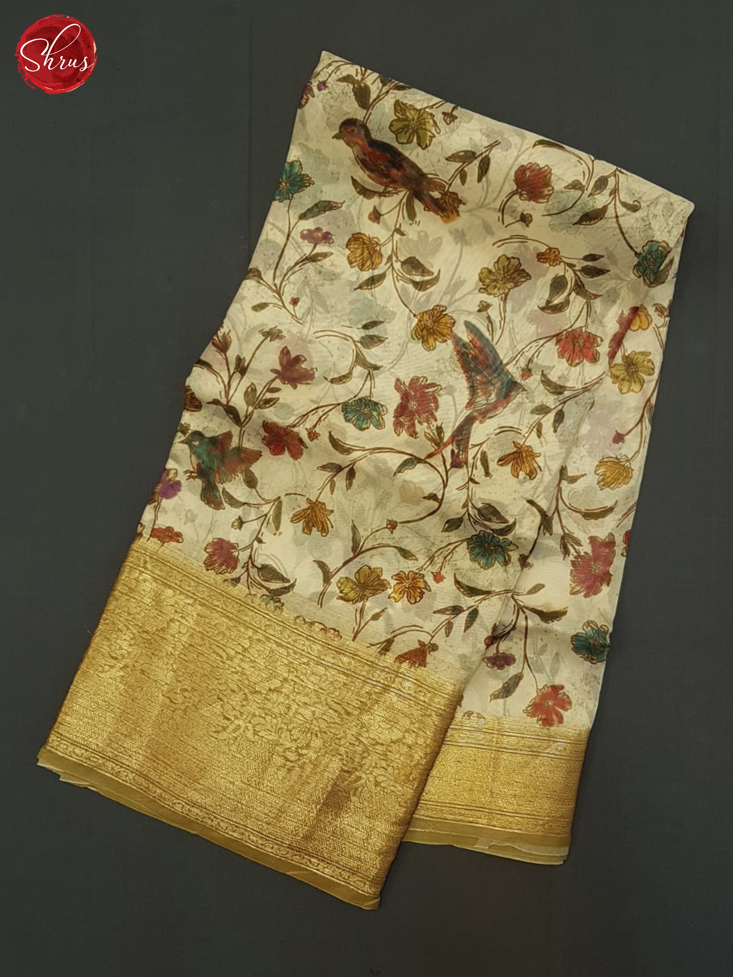 Cream & Beige  - Organza Saree - Shop on ShrusEternity.com