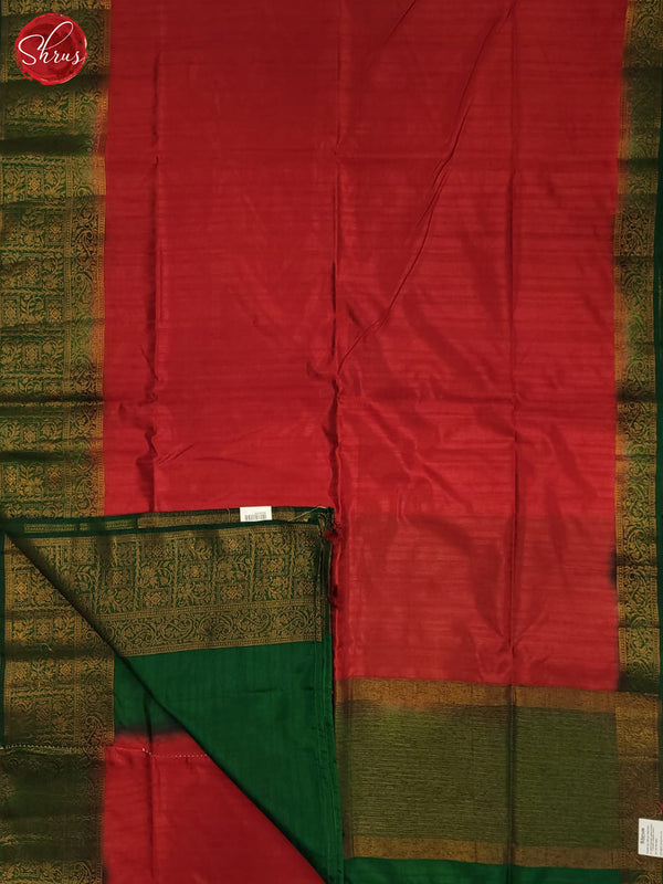 Red & Green - Semi jute Saree - Shop on ShrusEternity.com