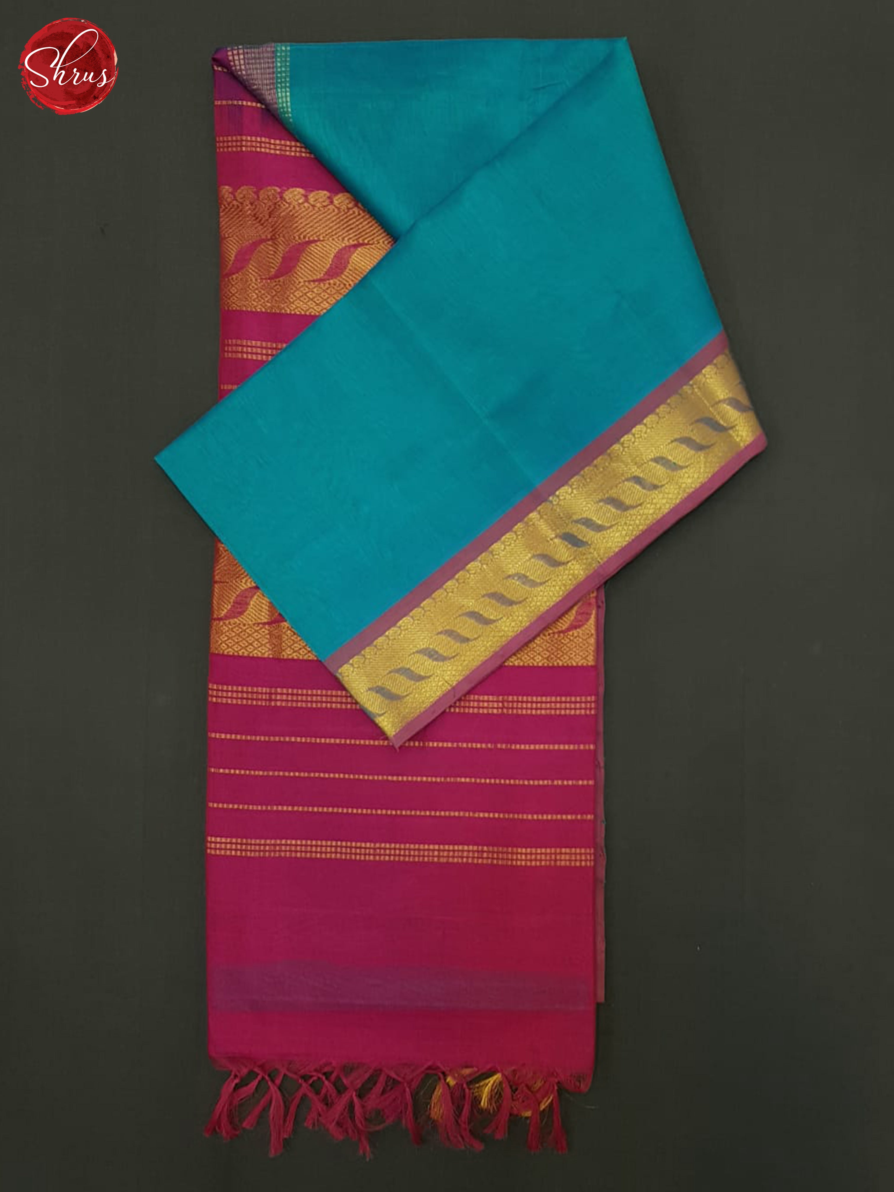 Blue & Maroon - Silk Cotton Saree - Shop on ShrusEternity.com