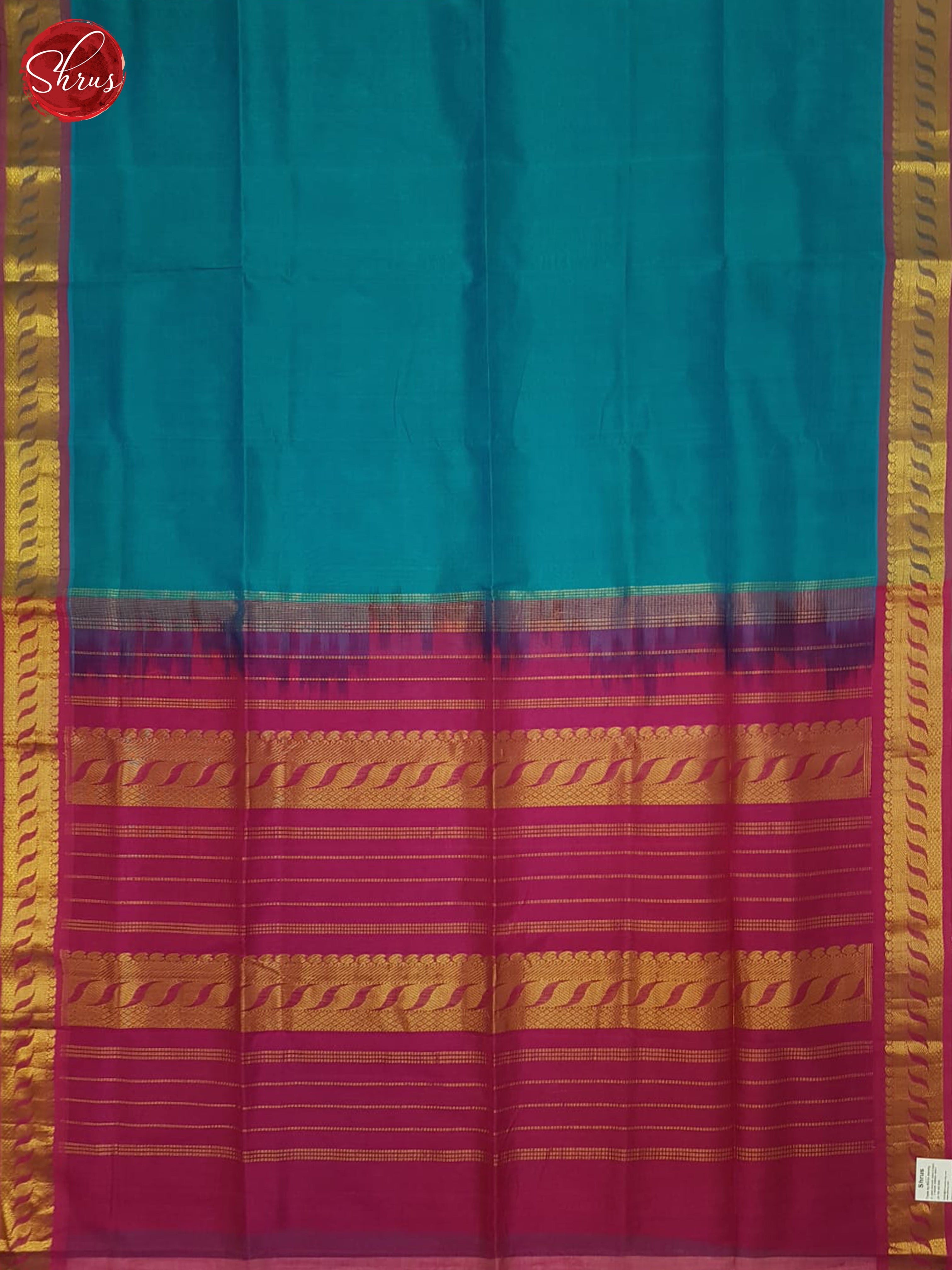 Blue & Maroon - Silk Cotton Saree - Shop on ShrusEternity.com