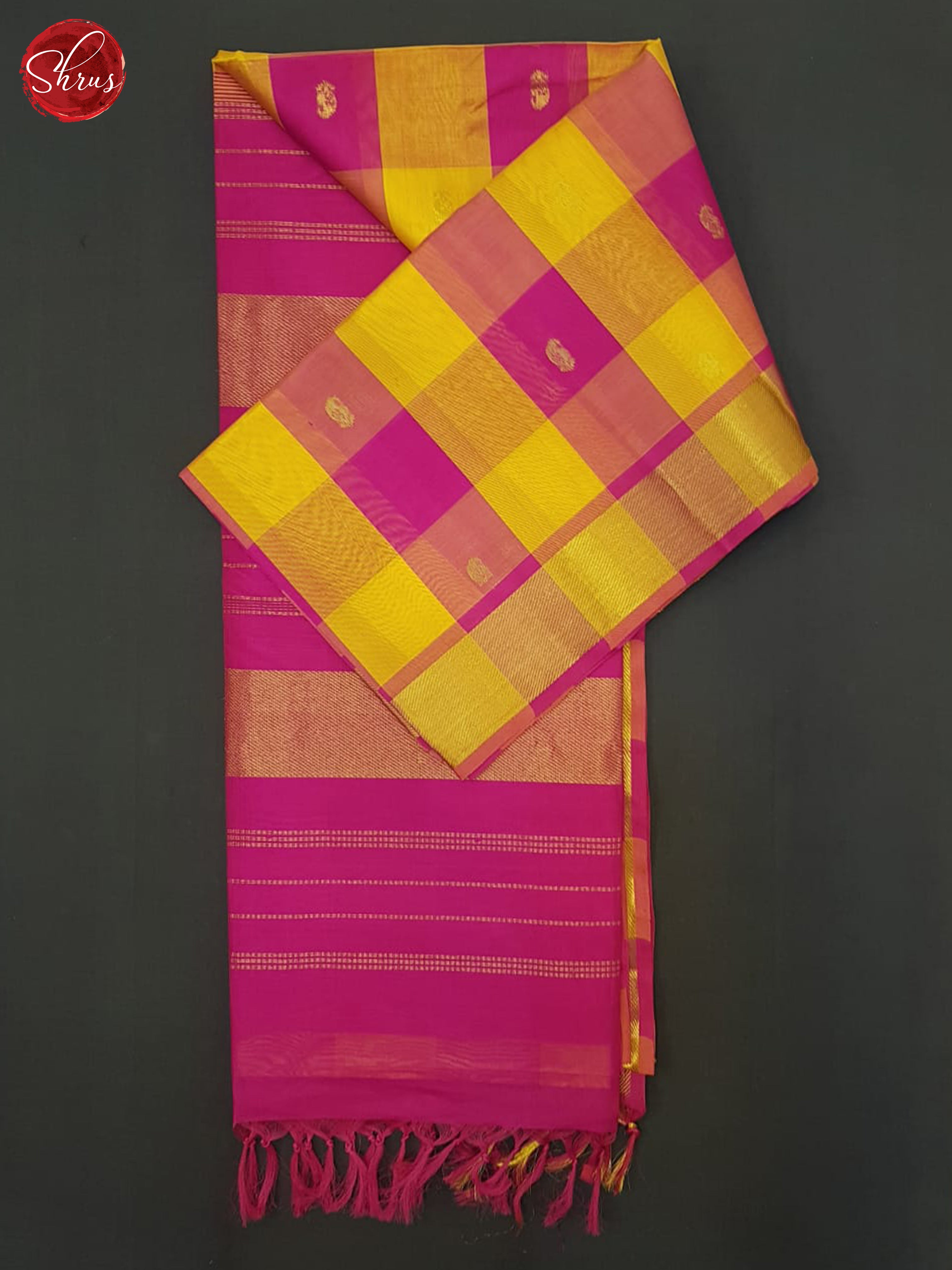 Yellow & Pink - Silk Cotton Saree - Shop on ShrusEternity.com