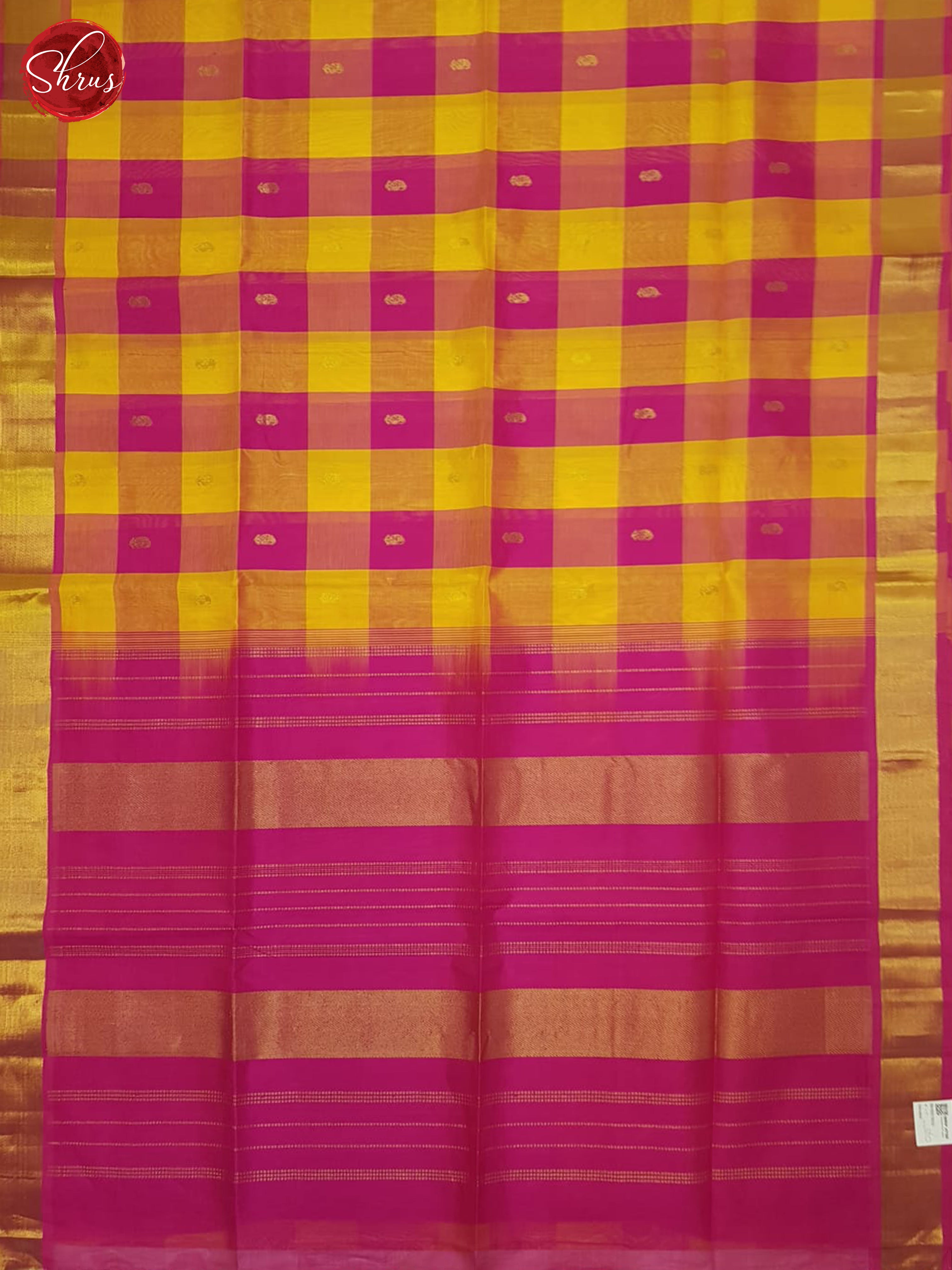 Yellow & Pink - Silk Cotton Saree - Shop on ShrusEternity.com