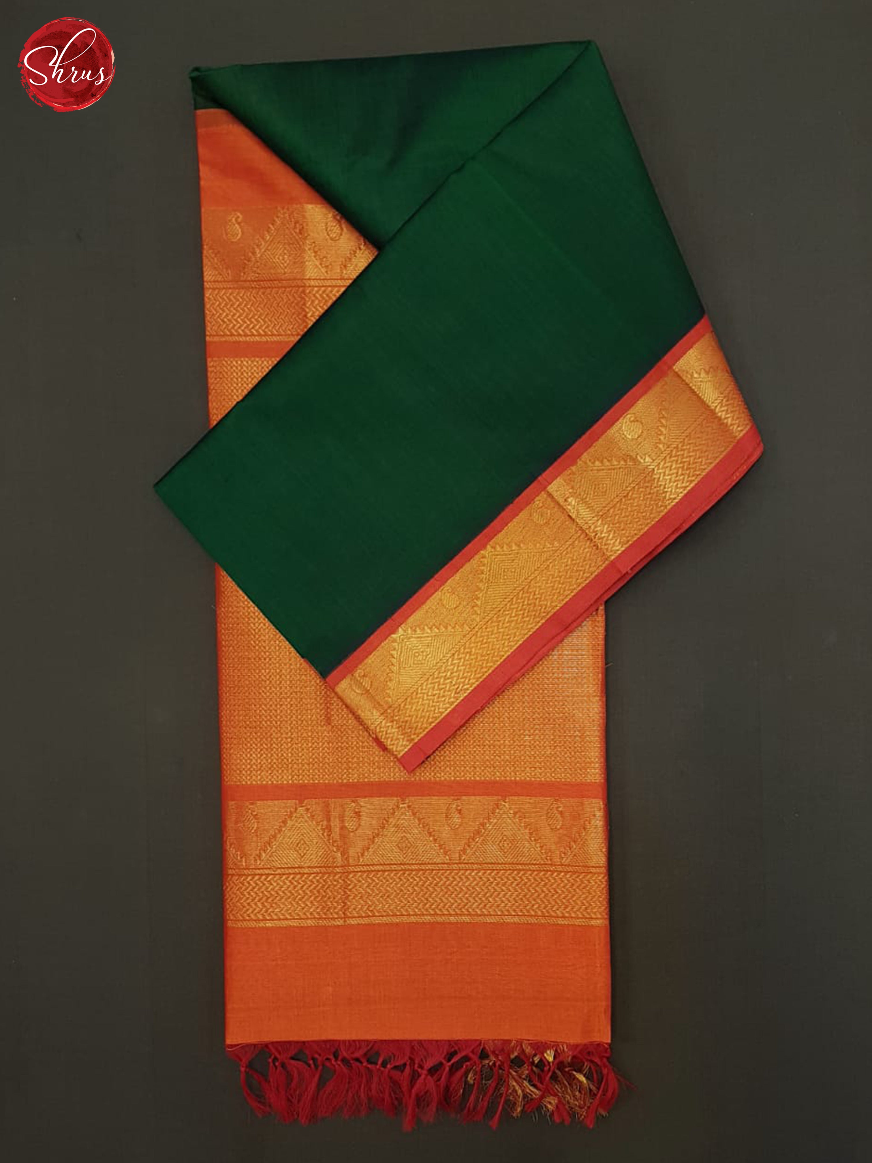 Green & Orange - Silk Cotton Saree - Shop on ShrusEternity.com