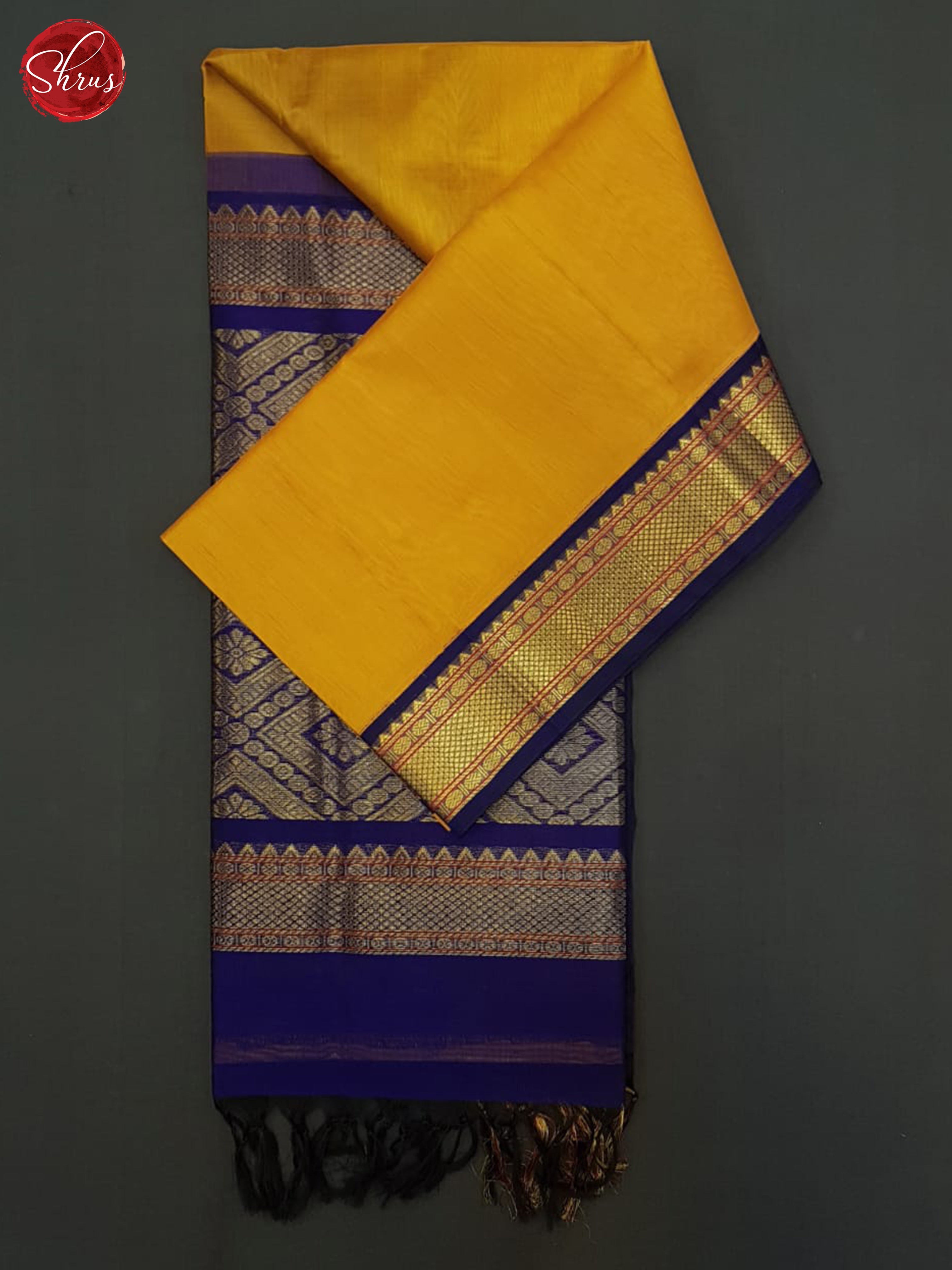 Mambala Yellow & Blue - Silk Cotton Saree - Shop on ShrusEternity.com