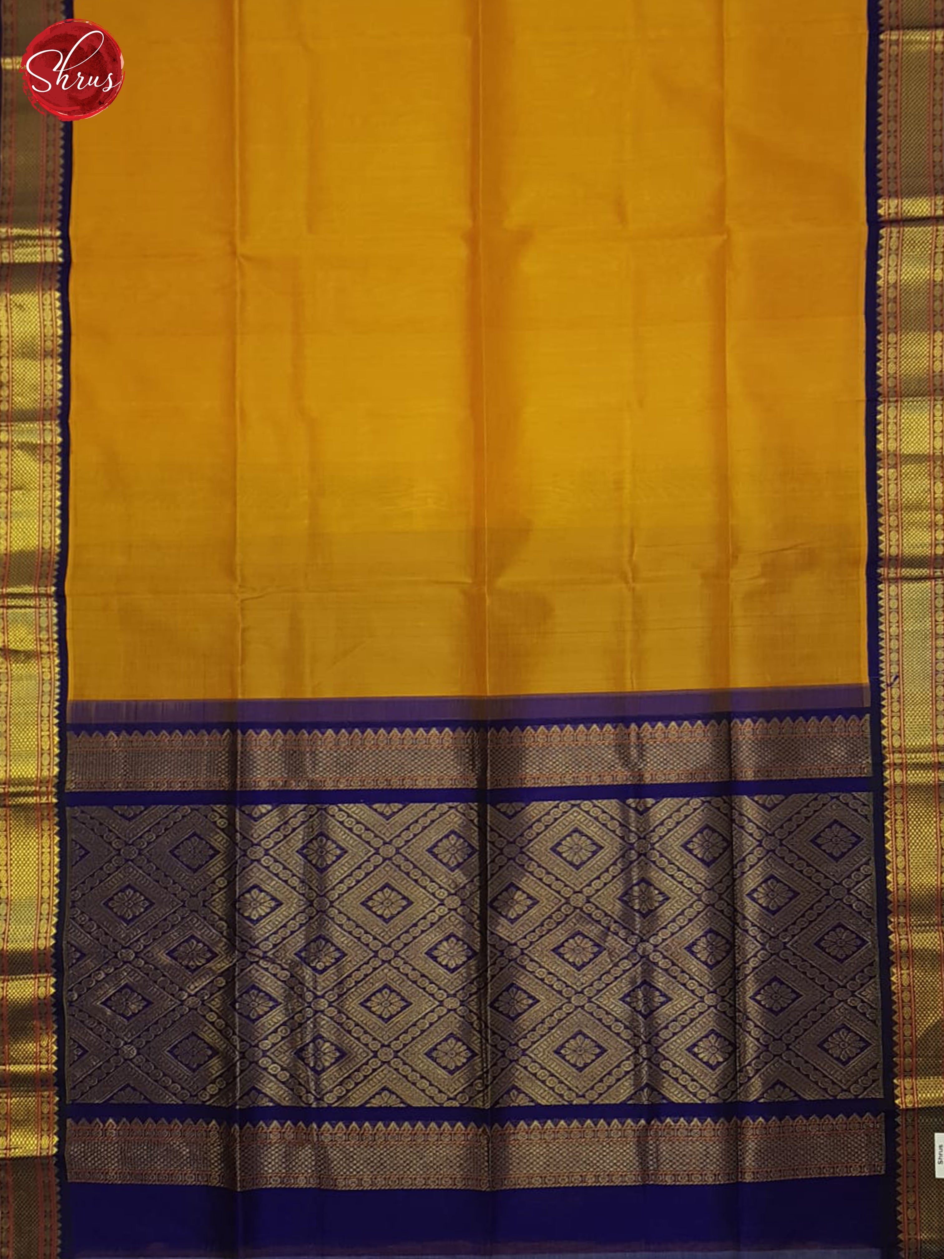 Mambala Yellow & Blue - Silk Cotton Saree - Shop on ShrusEternity.com