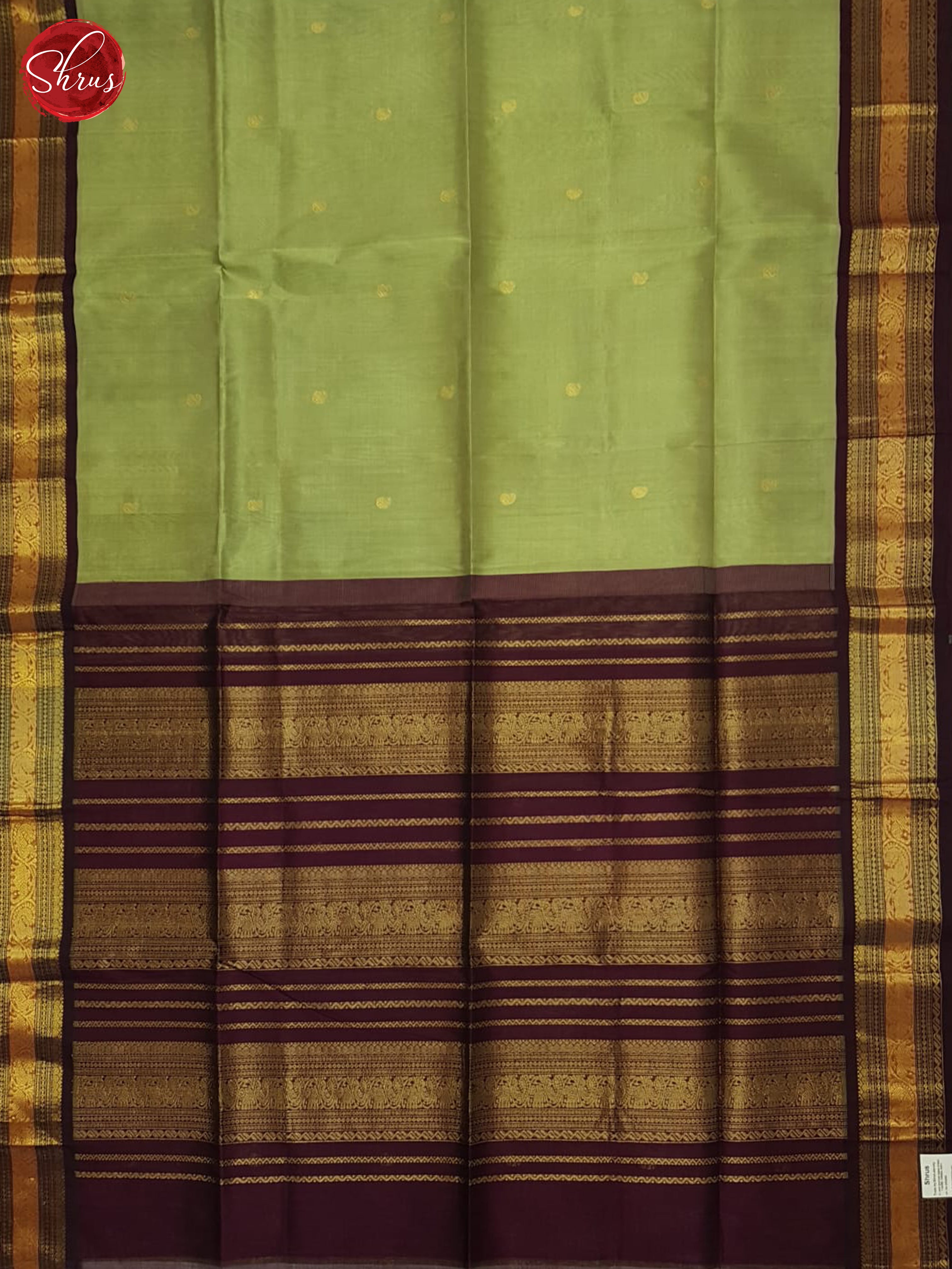 Elachi Green & Maroon - Silk Cotton Saree - Shop on ShrusEternity.com