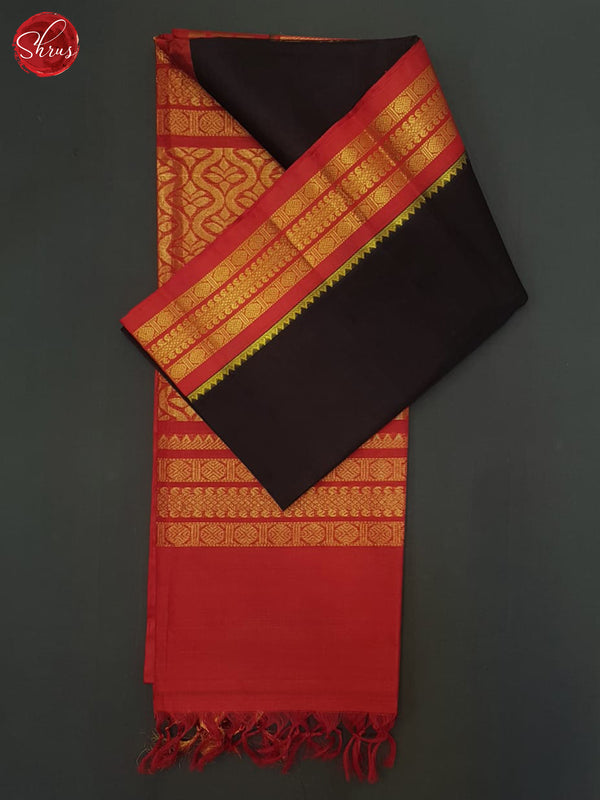 Black & Red- Silk Cotton Saree - Shop on ShrusEternity.com