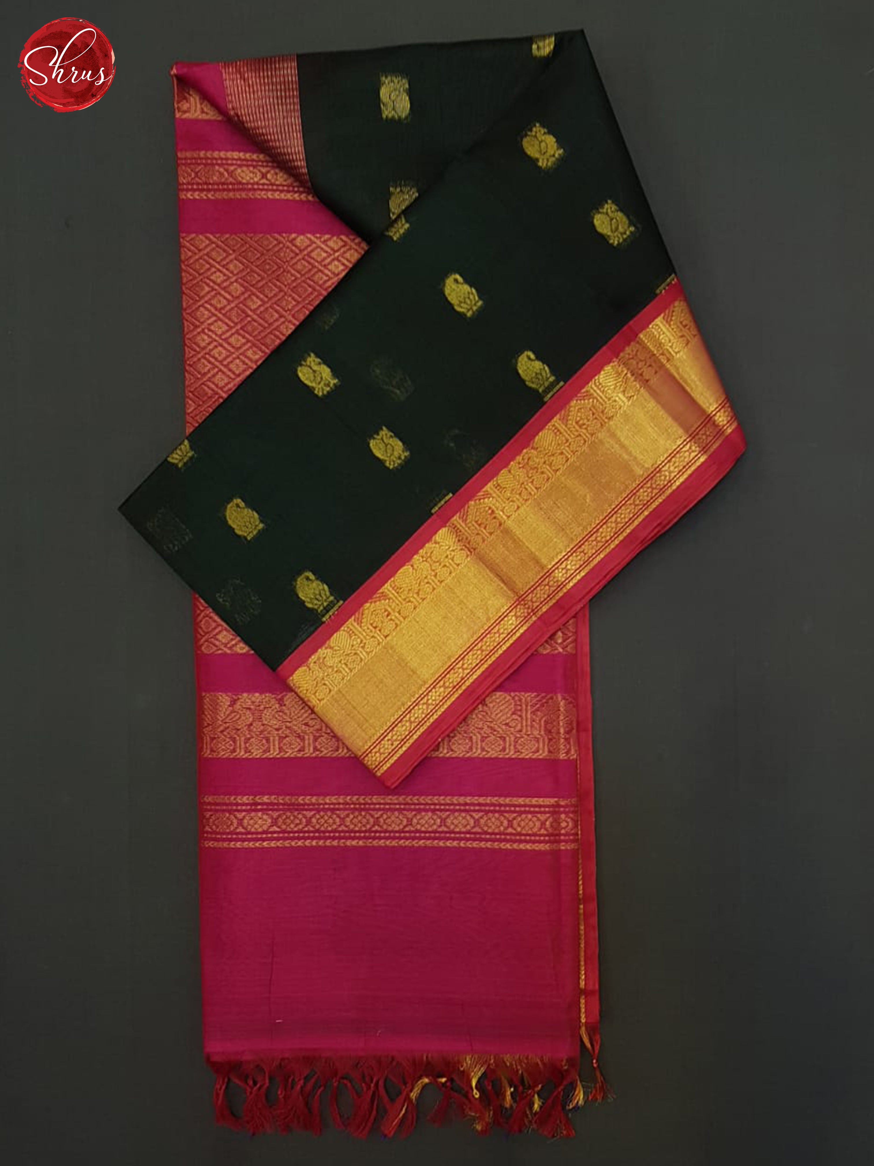 Green & Pink - Silk Cotton Saree - Shop on ShrusEternity.com