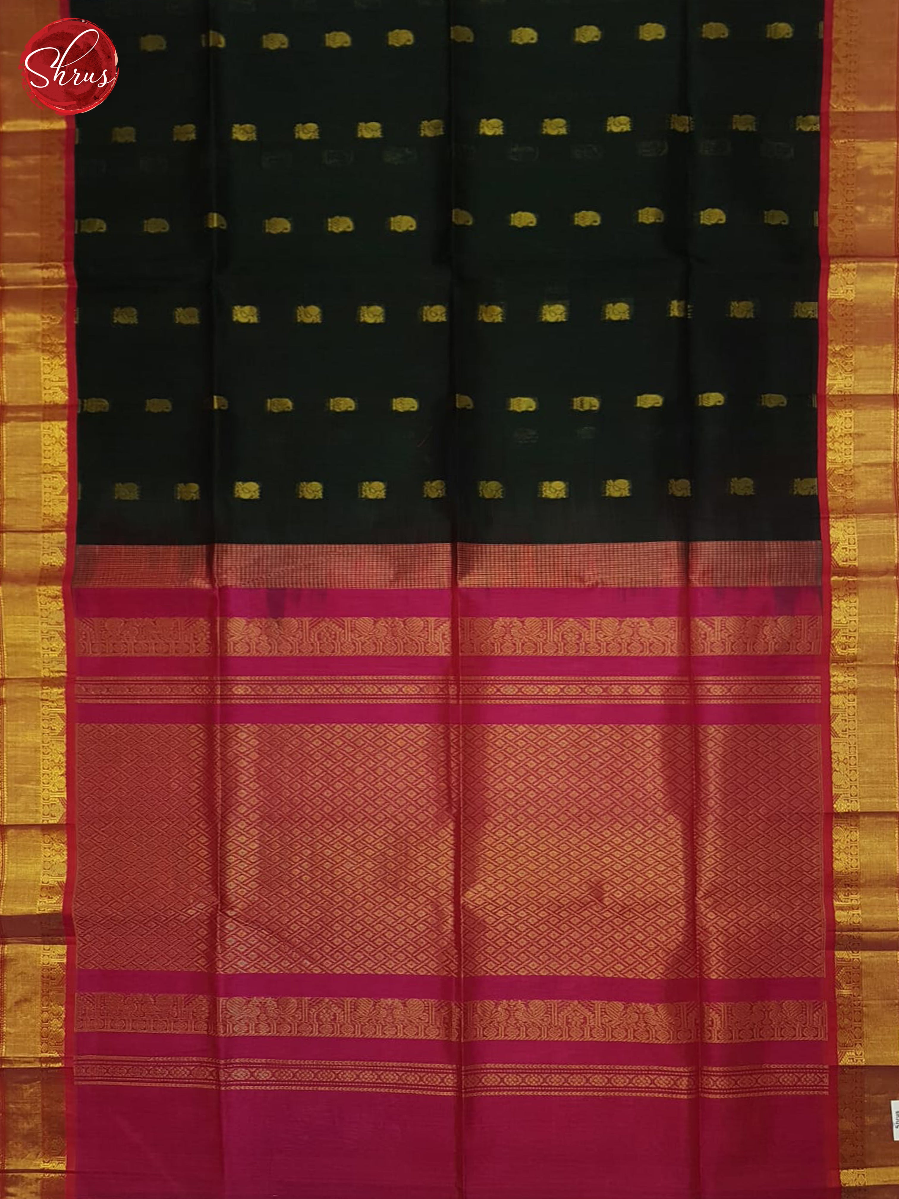 Green & Pink - Silk Cotton Saree - Shop on ShrusEternity.com