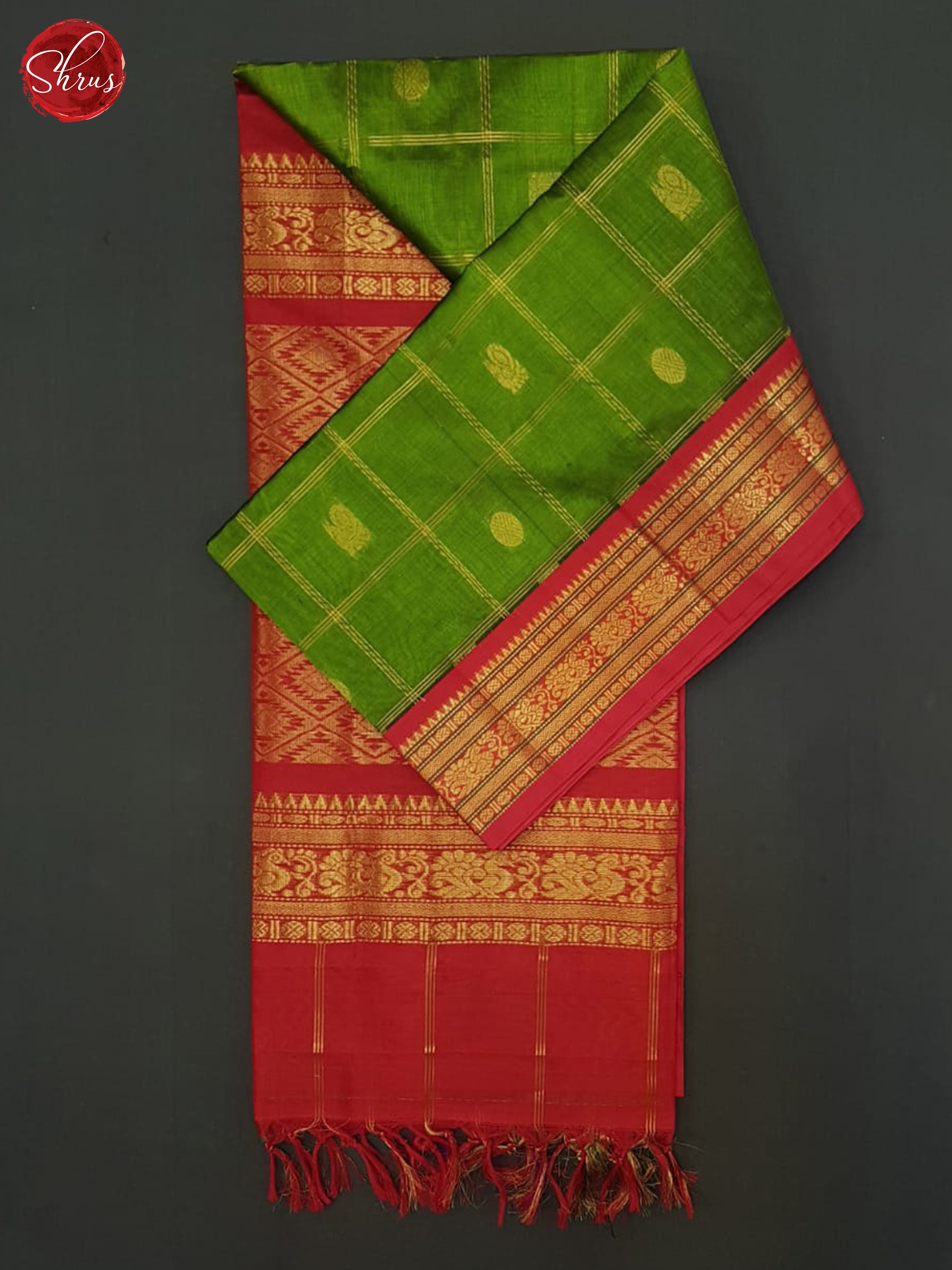 Green & Red - Silk Cotton Saree - Shop on ShrusEternity.com