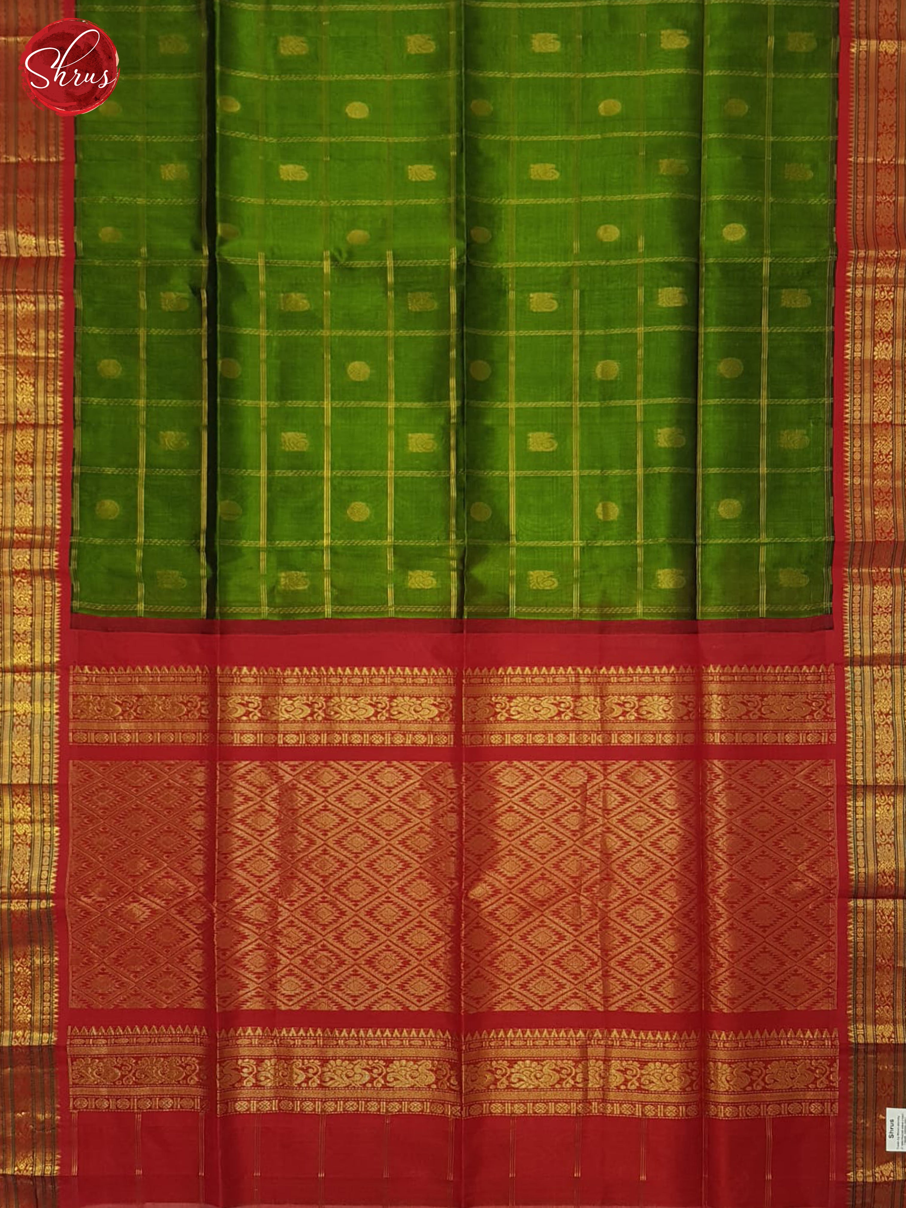 Green & Red - Silk Cotton Saree - Shop on ShrusEternity.com
