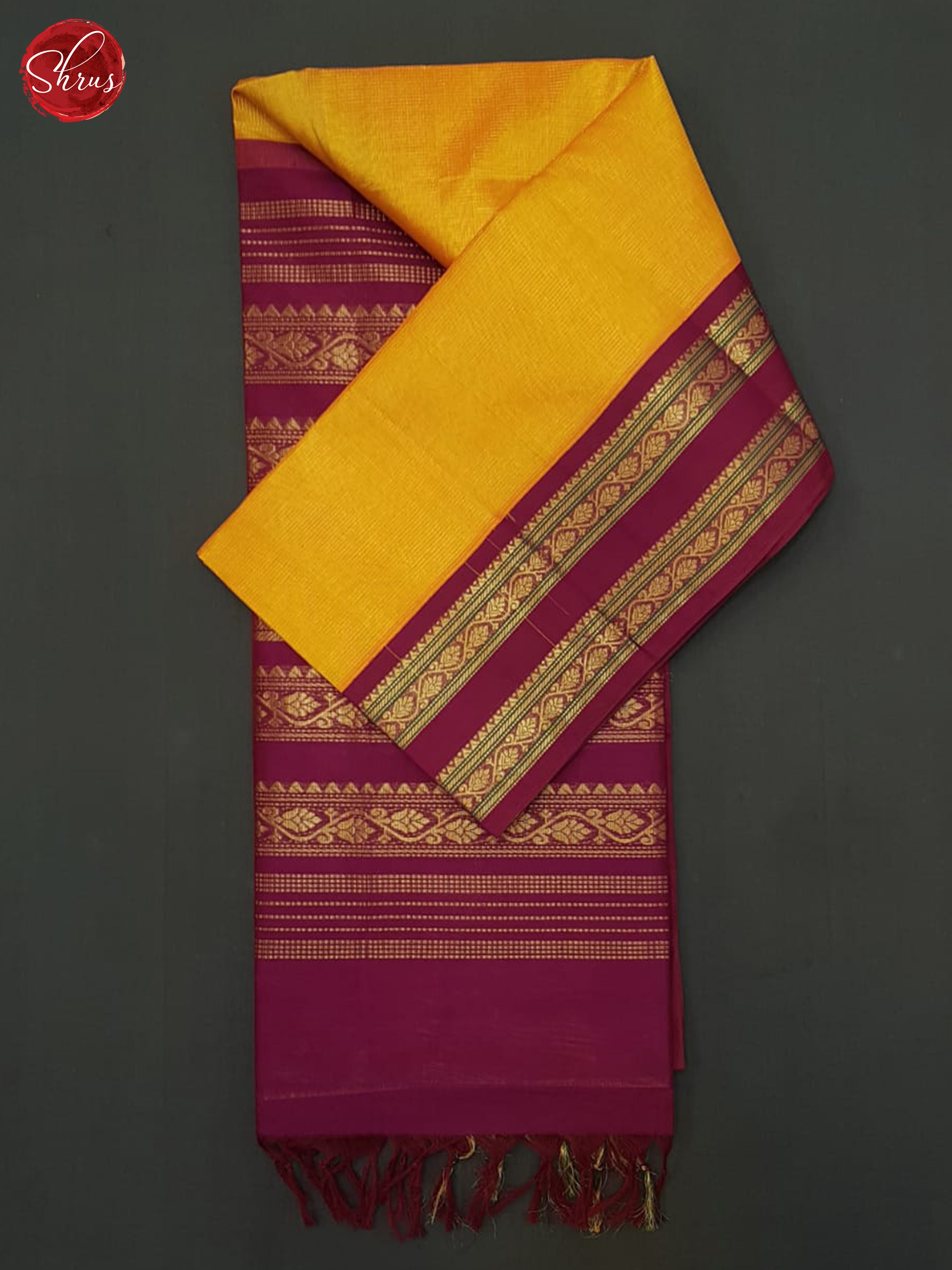 Mambala Yellow & Maroon - Silk Cotton Saree - Shop on ShrusEternity.com