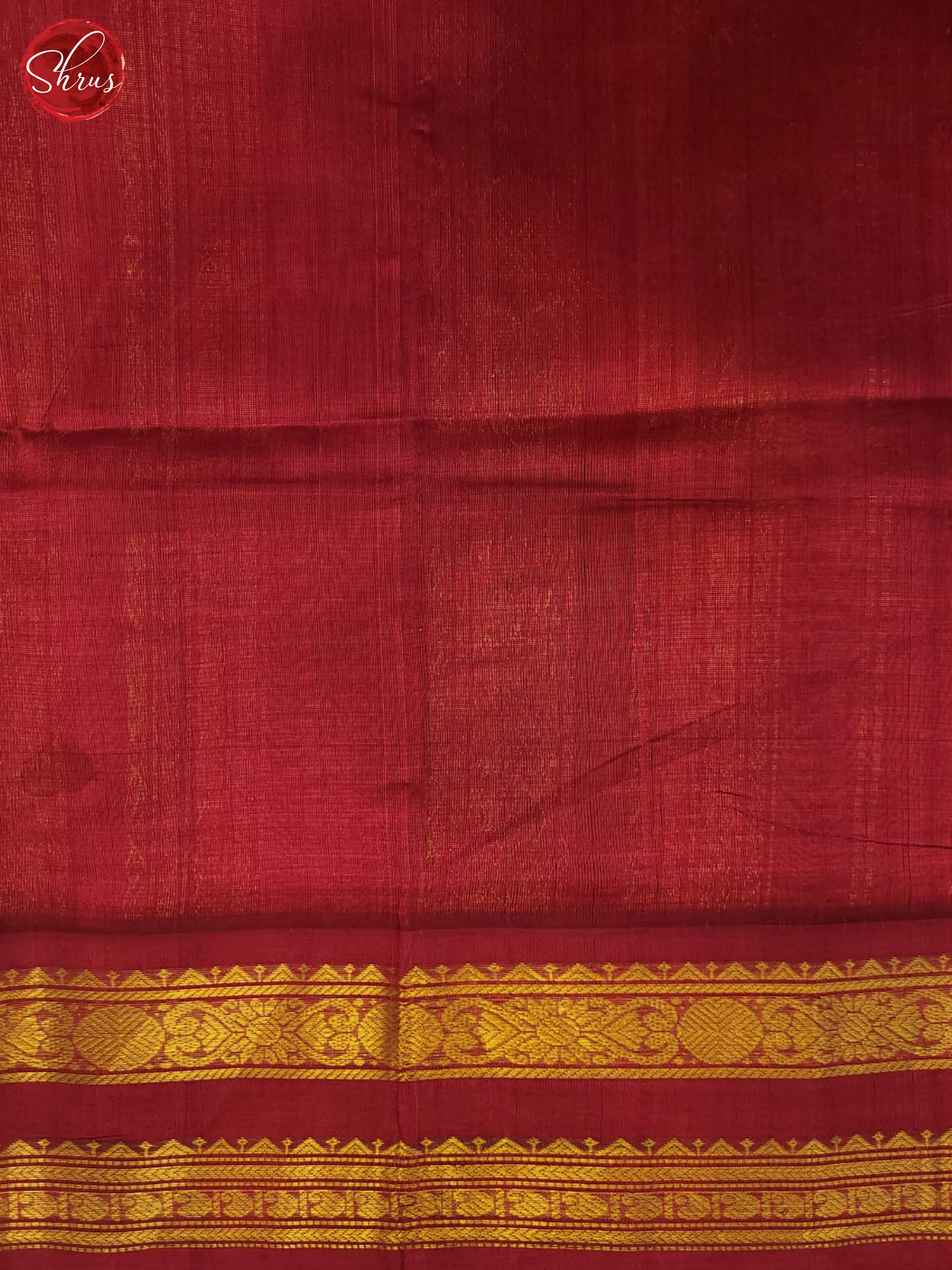 Blue and Red-Silk Cotton saree - Shop on ShrusEternity.com