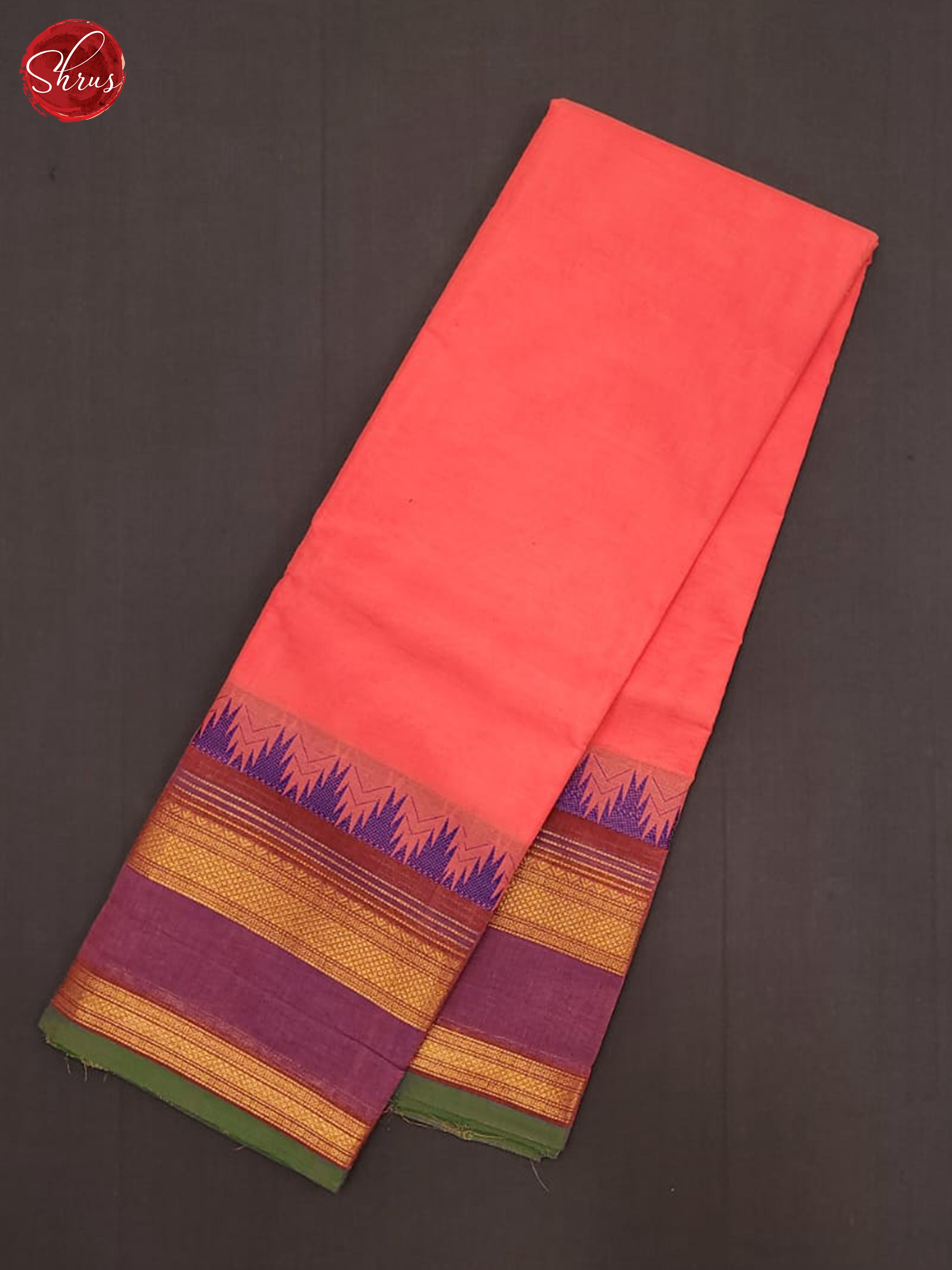 Peach & Purple - Chettinad Cotton Saree - Shop on ShrusEternity.com