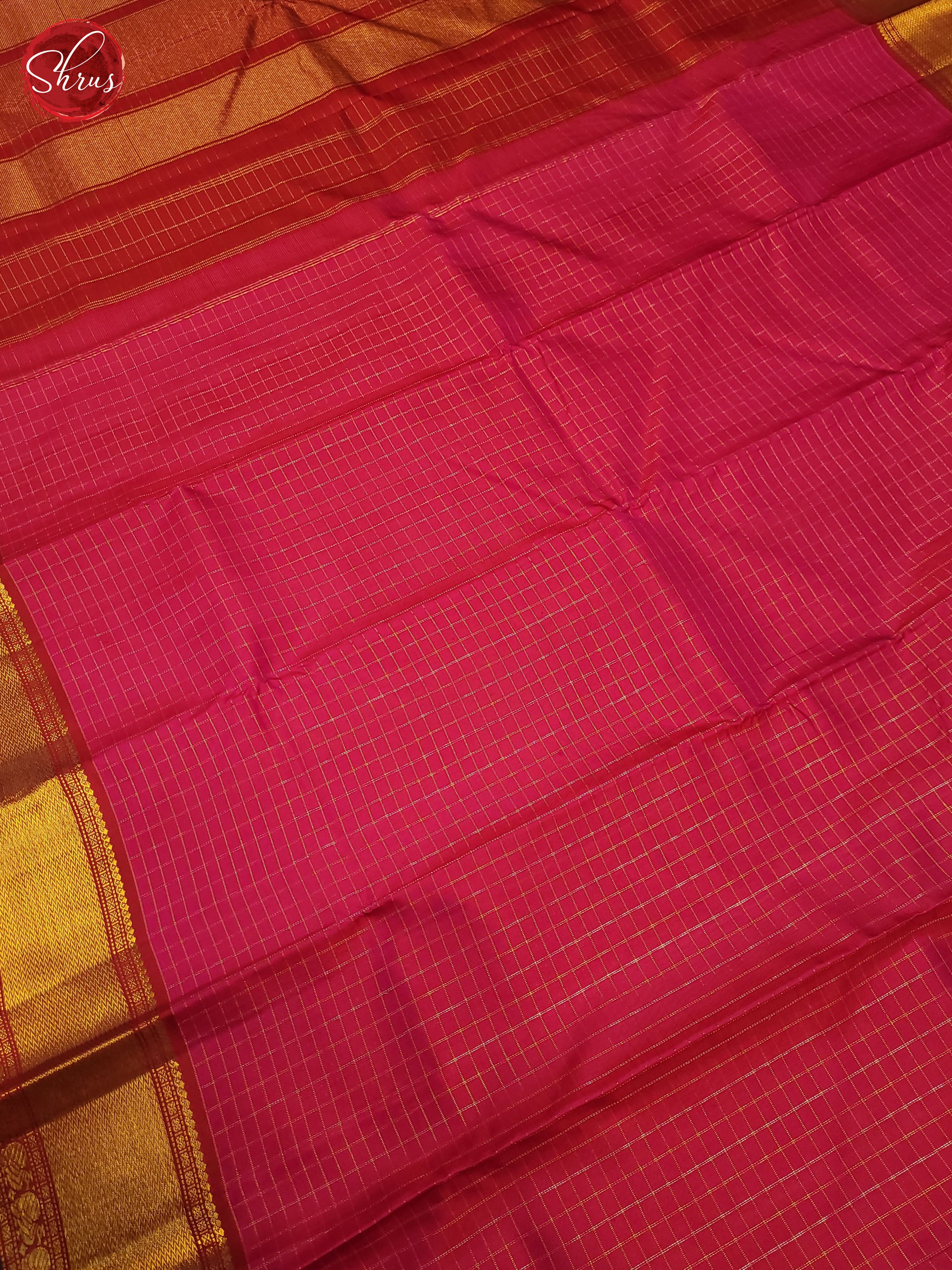 Pink and Red-Kanchipuram Silk Saree - Shop on ShrusEternity.com