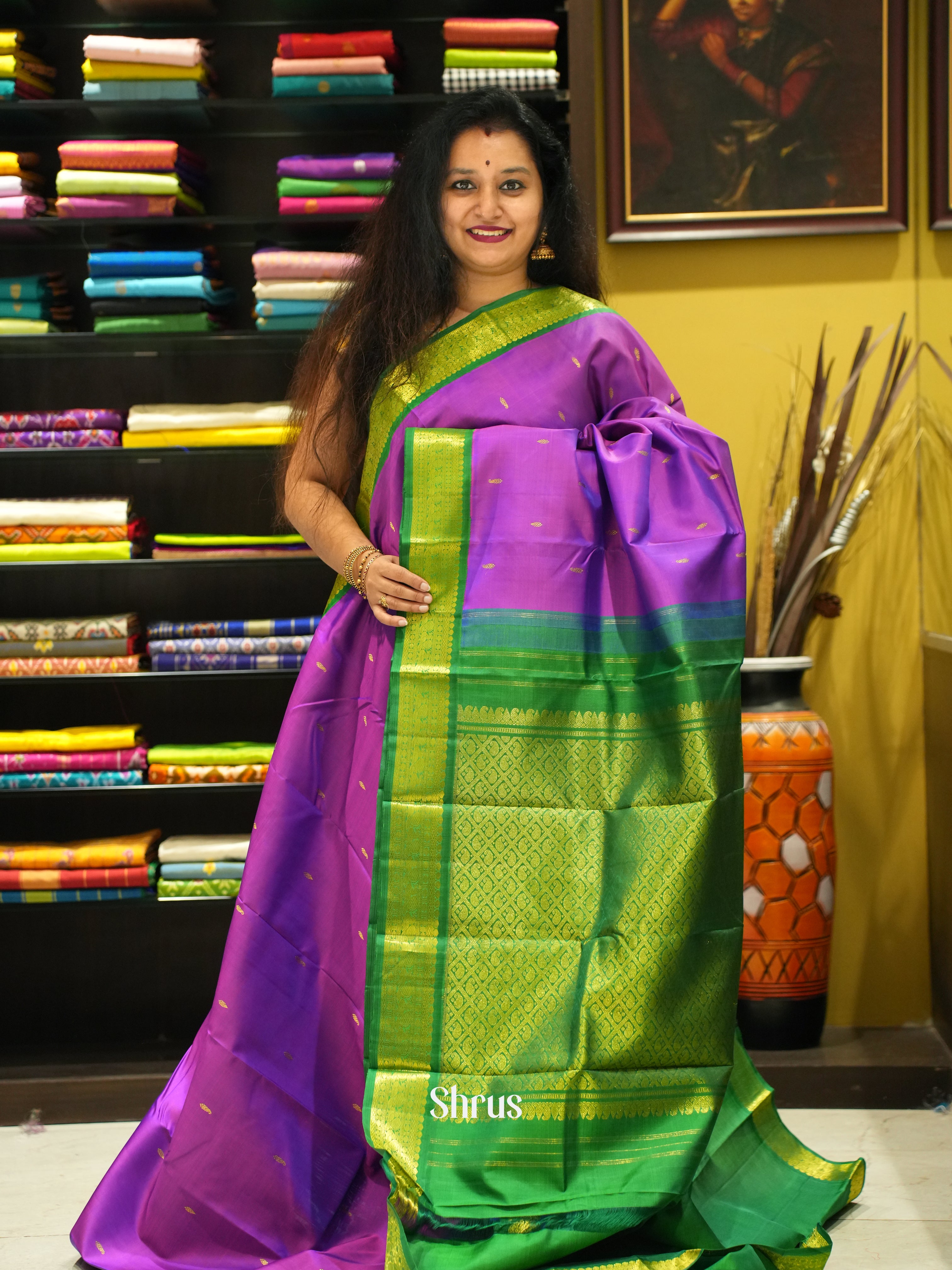 Vadamalli And Green - Korvai Kanchipuram Silk Saree