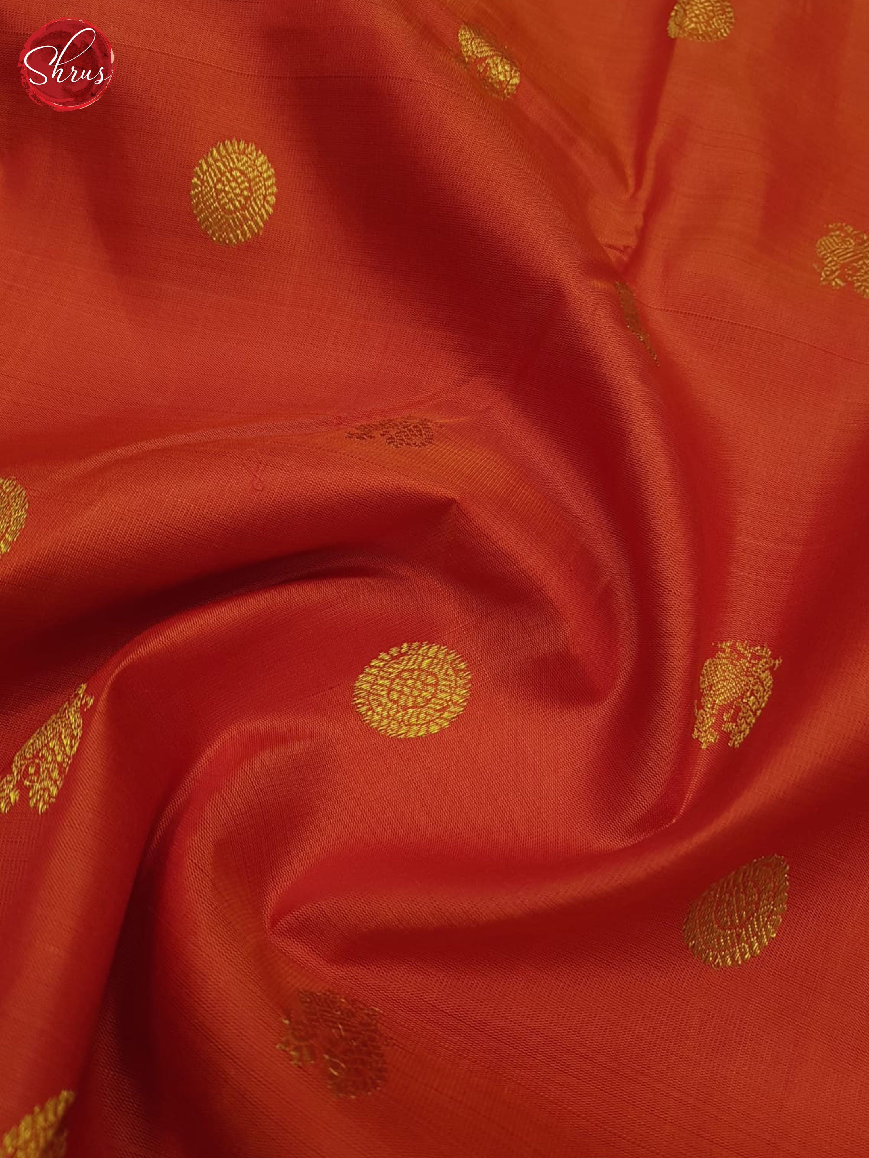 Orange And Green-Kanchipuram Silk saree - Shop on ShrusEternity.com