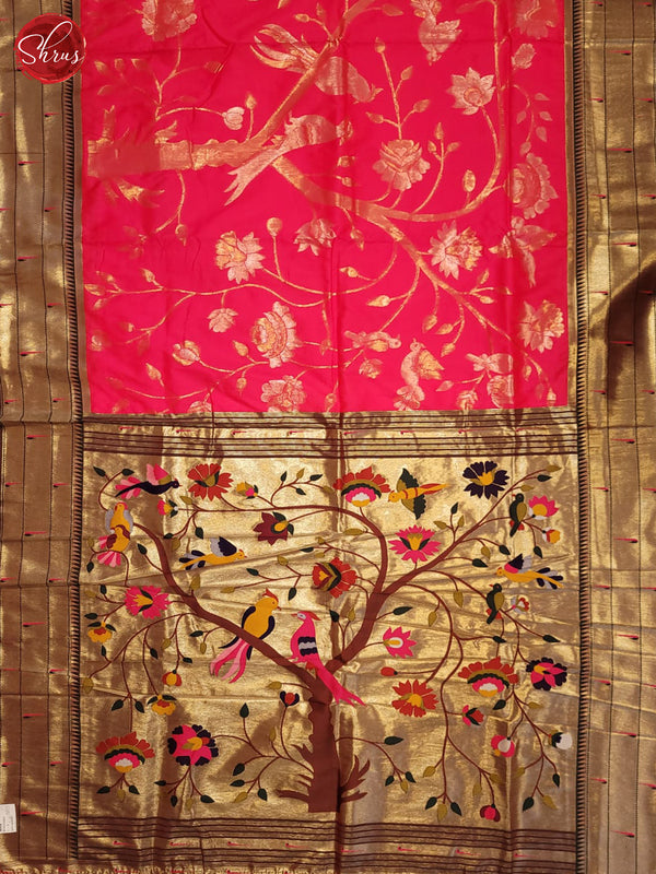 Pink & Brown -Semi Banarasi  Saree - Shop on ShrusEternity.com