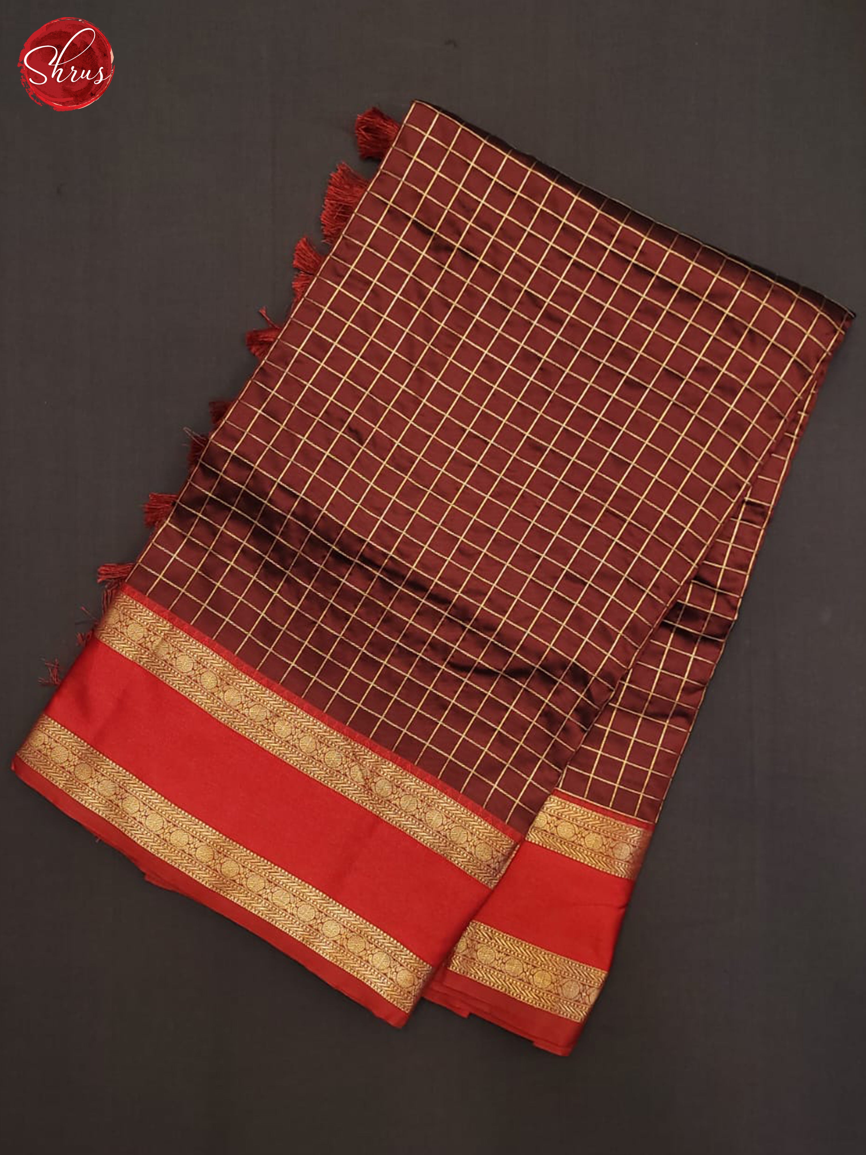 Maroon & Red - Semi dupion Saree - Shop on ShrusEternity.com