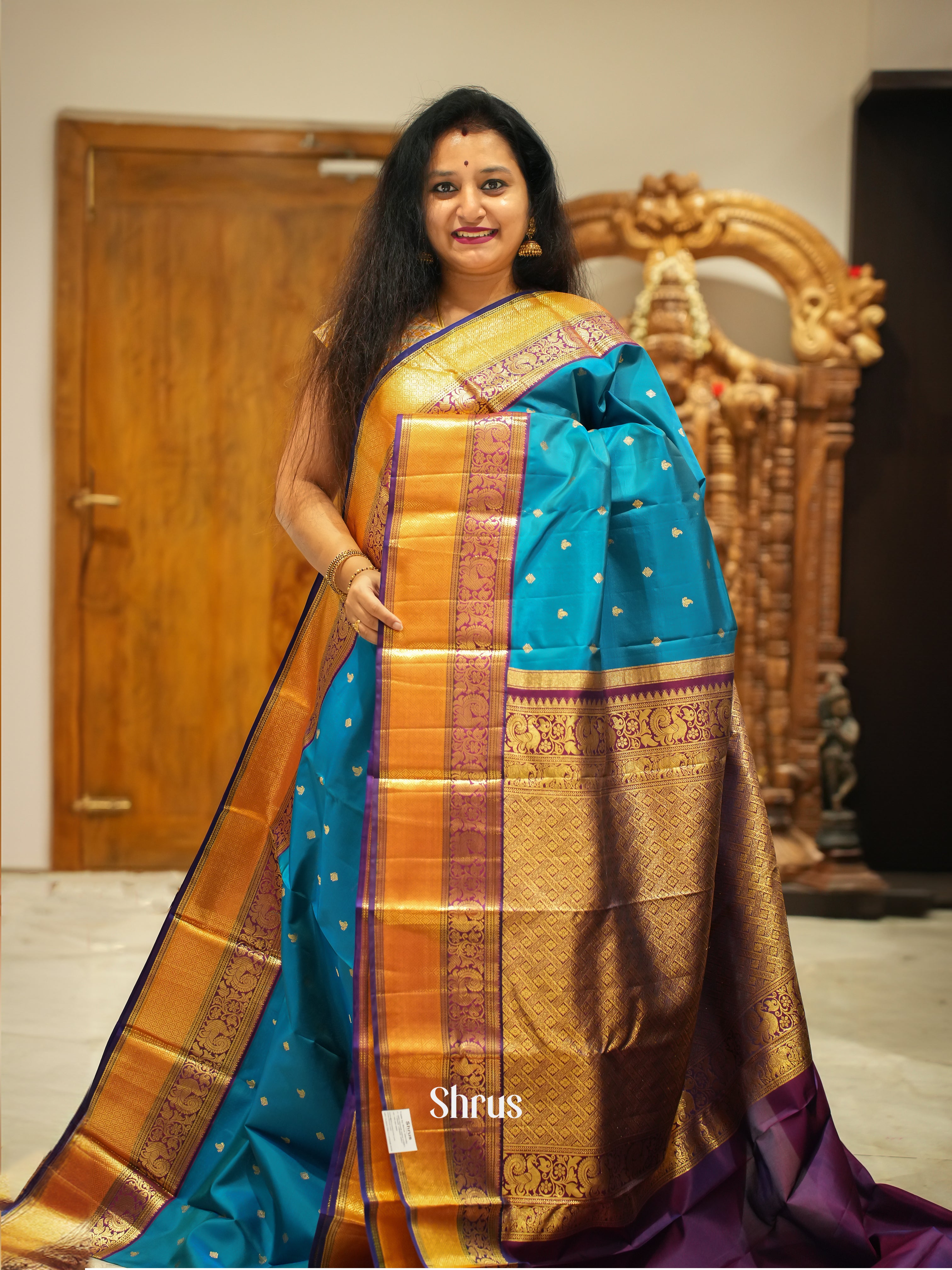 Blue And Purple - Korvai Kanchipuram Silk Saree