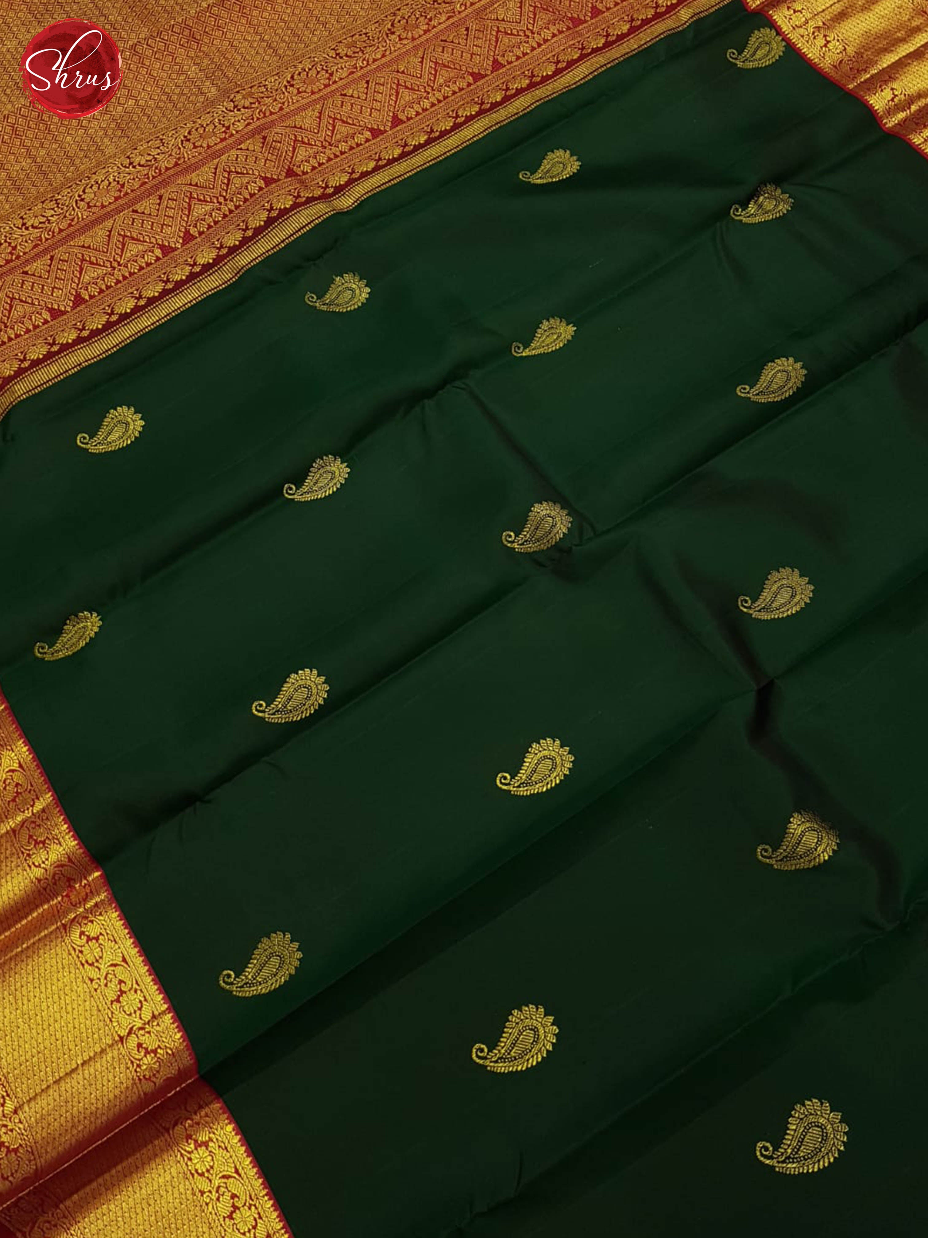 Green And Red-Kanchipuram silk saree - Shop on ShrusEternity.com