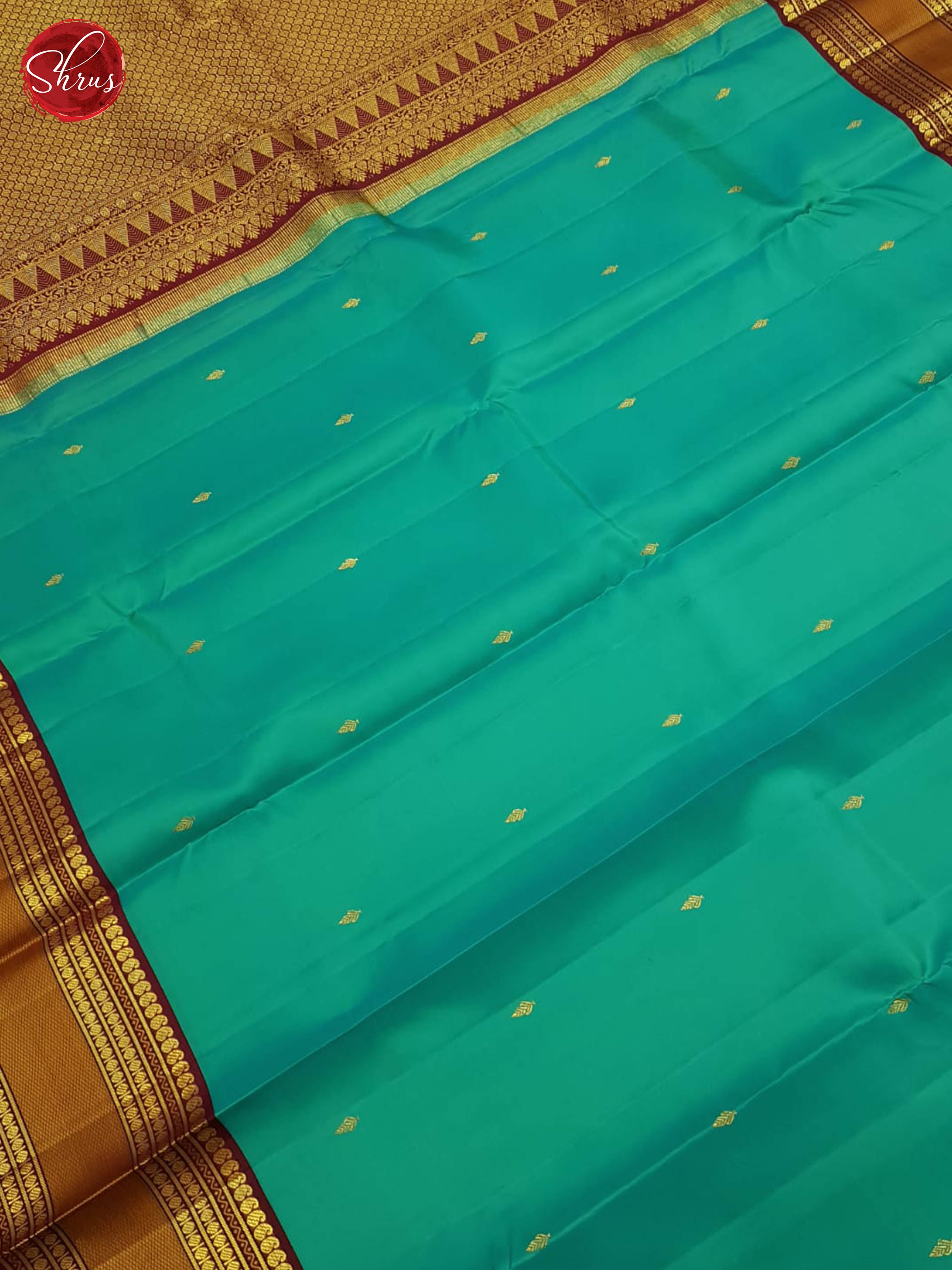 Blue And Maroon-Kanchipuram silk saree - Shop on ShrusEternity.com