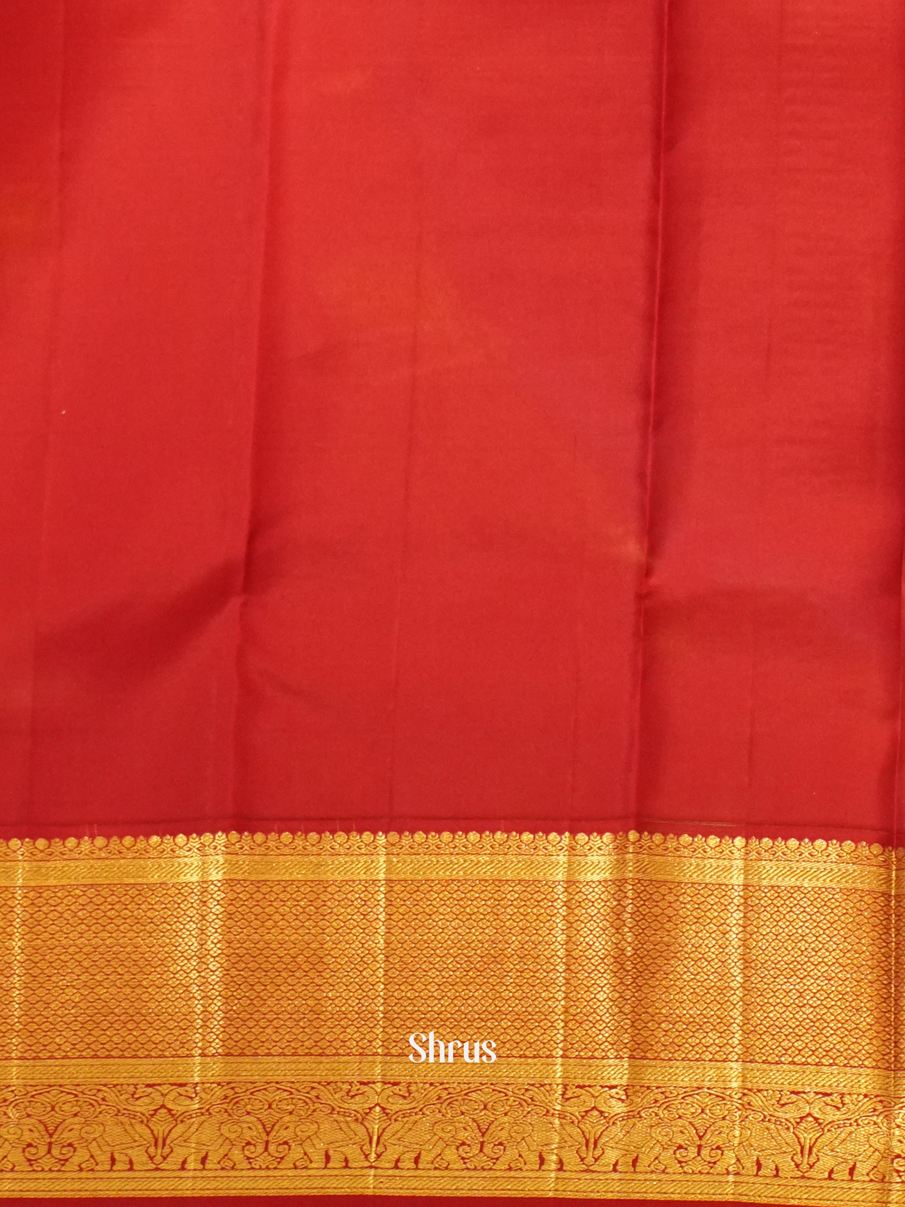 Navy Blue &  Red- Korvai Kanchipuram silk Saree