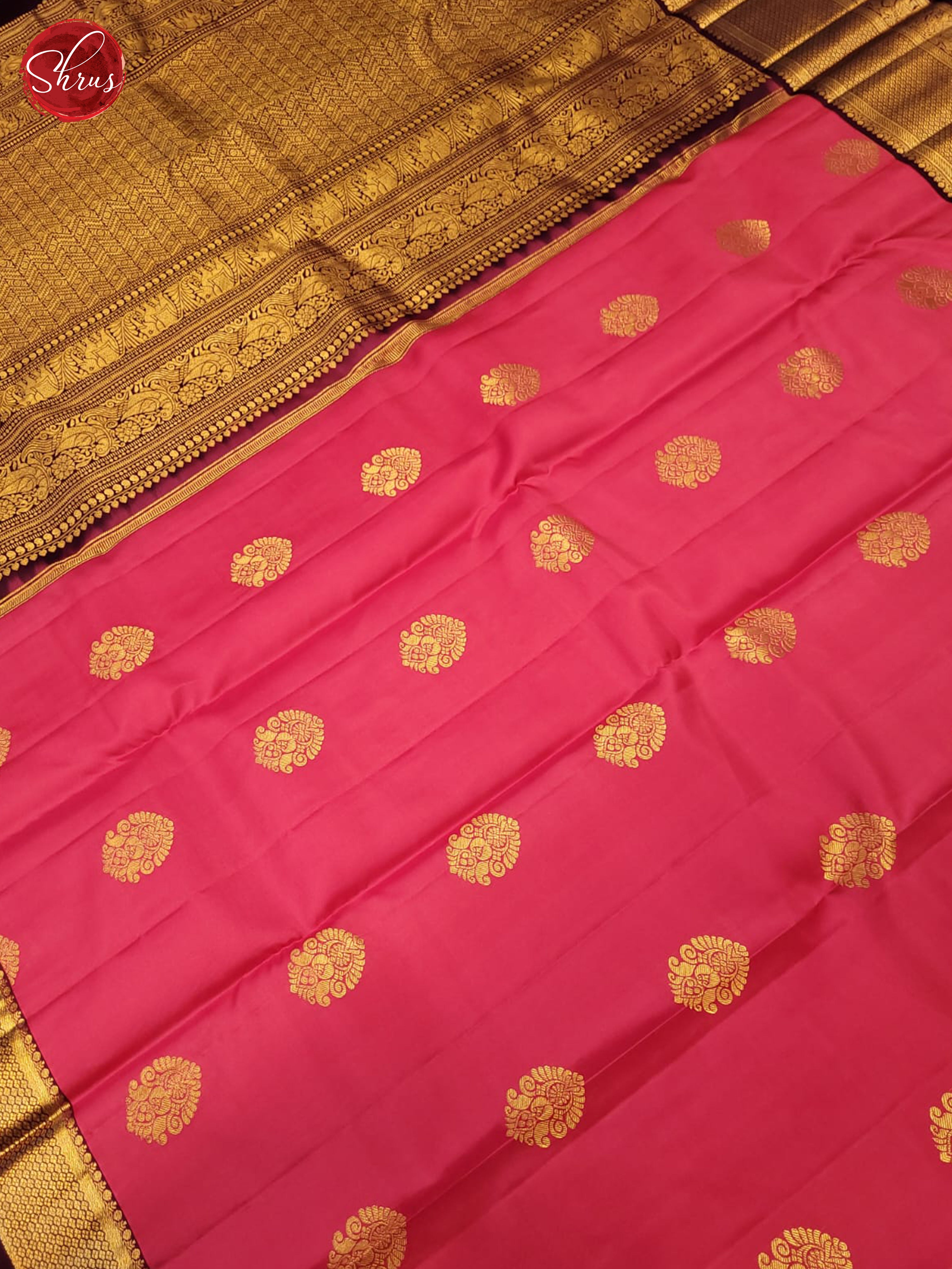 Pink  & Purple - Kanchipuram silk Saree - Shop on ShrusEternity.com