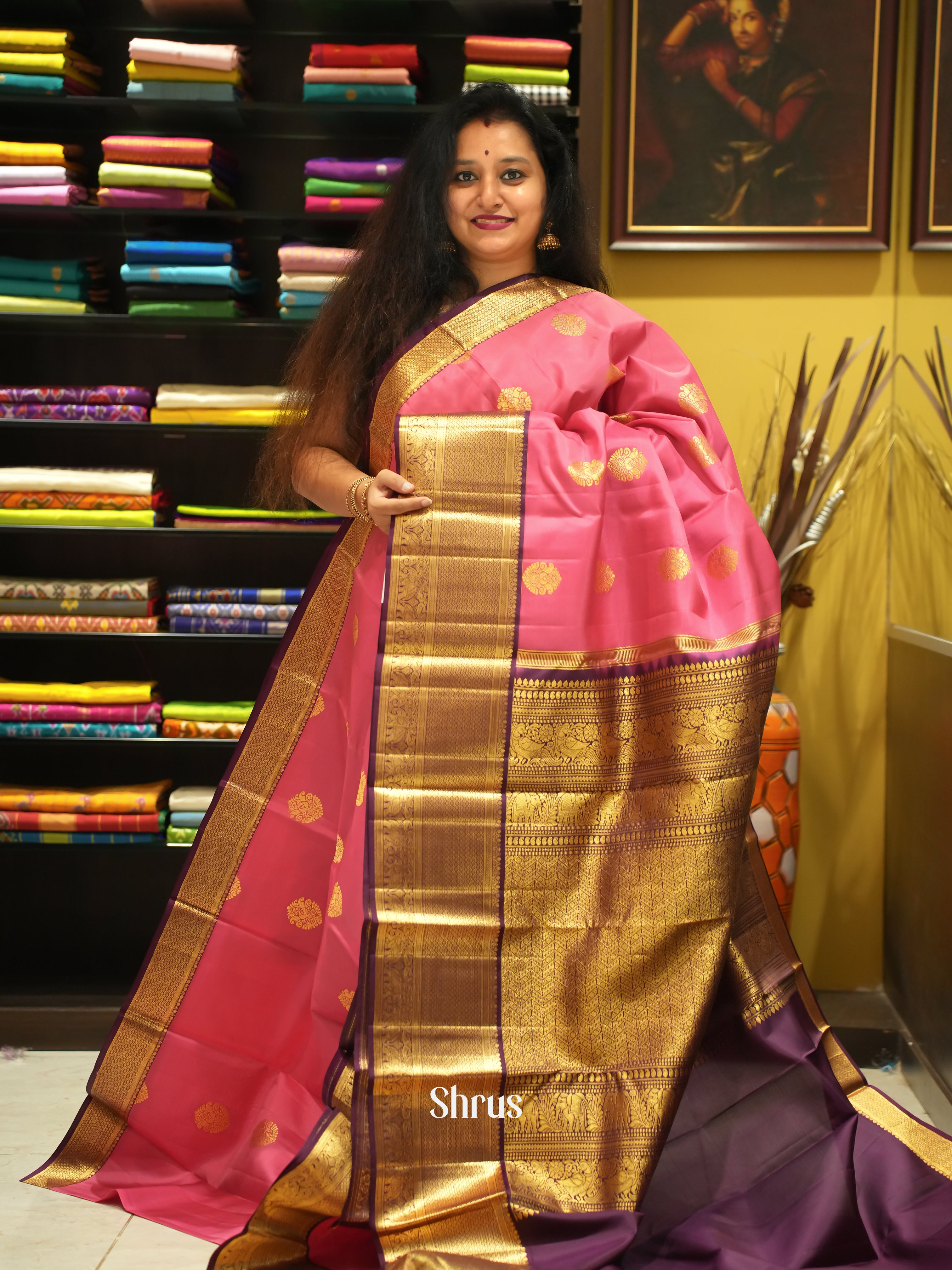 Pink  & Purple - Korvai Kanchipuram silk Saree