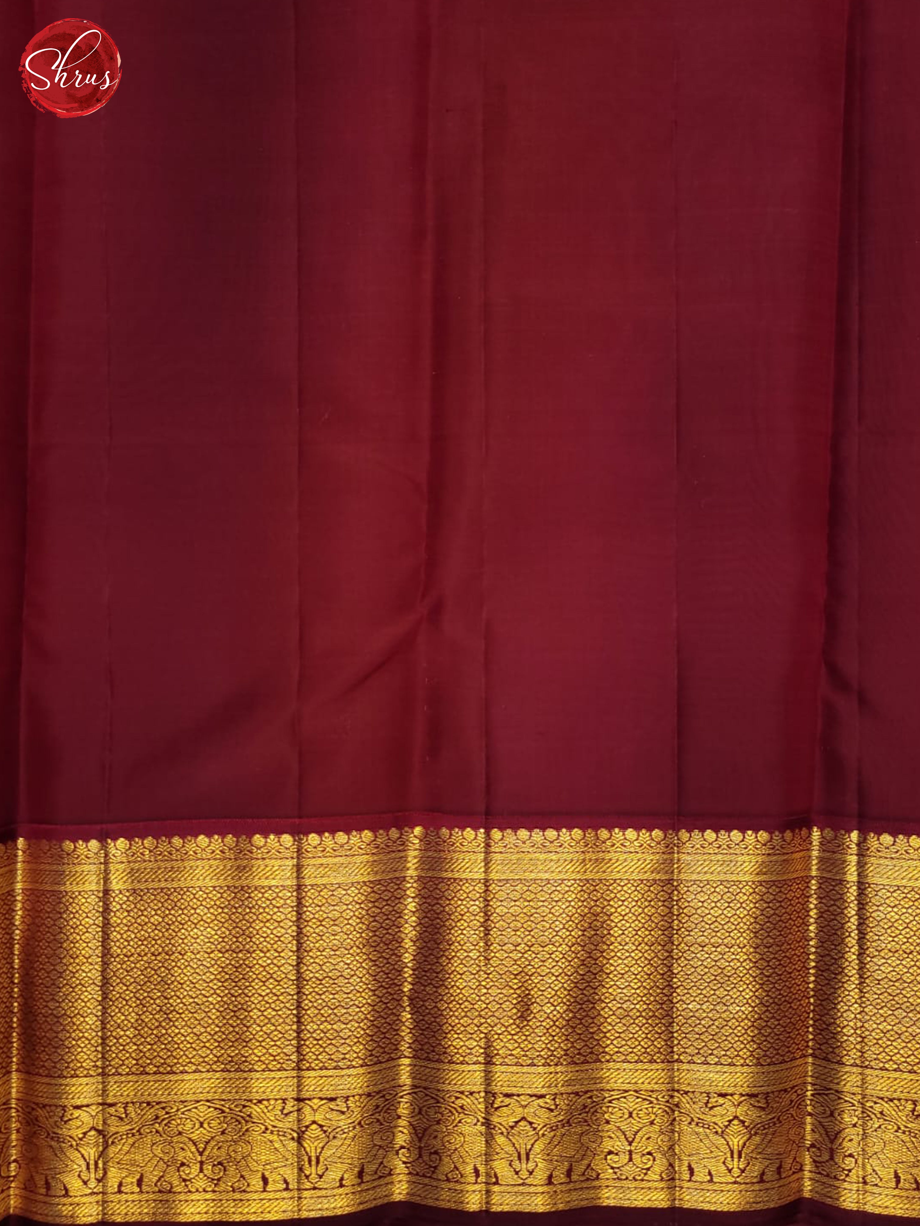 Mustard & Maroon - Kanchipuram silk Saree - Shop on ShrusEternity.com