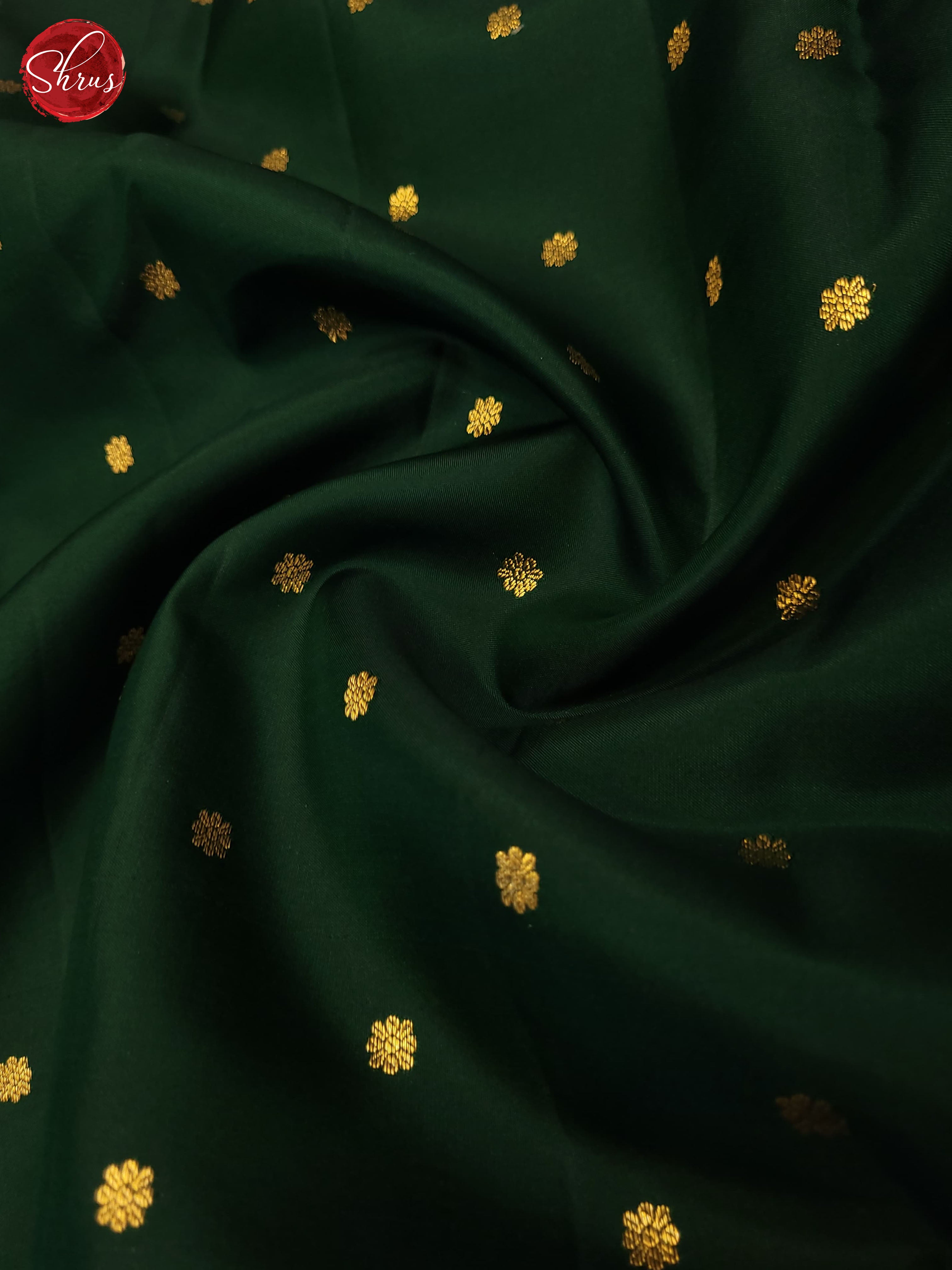 bottle Green and Red-Kanchipuram Silk Saree - Shop on ShrusEternity.com