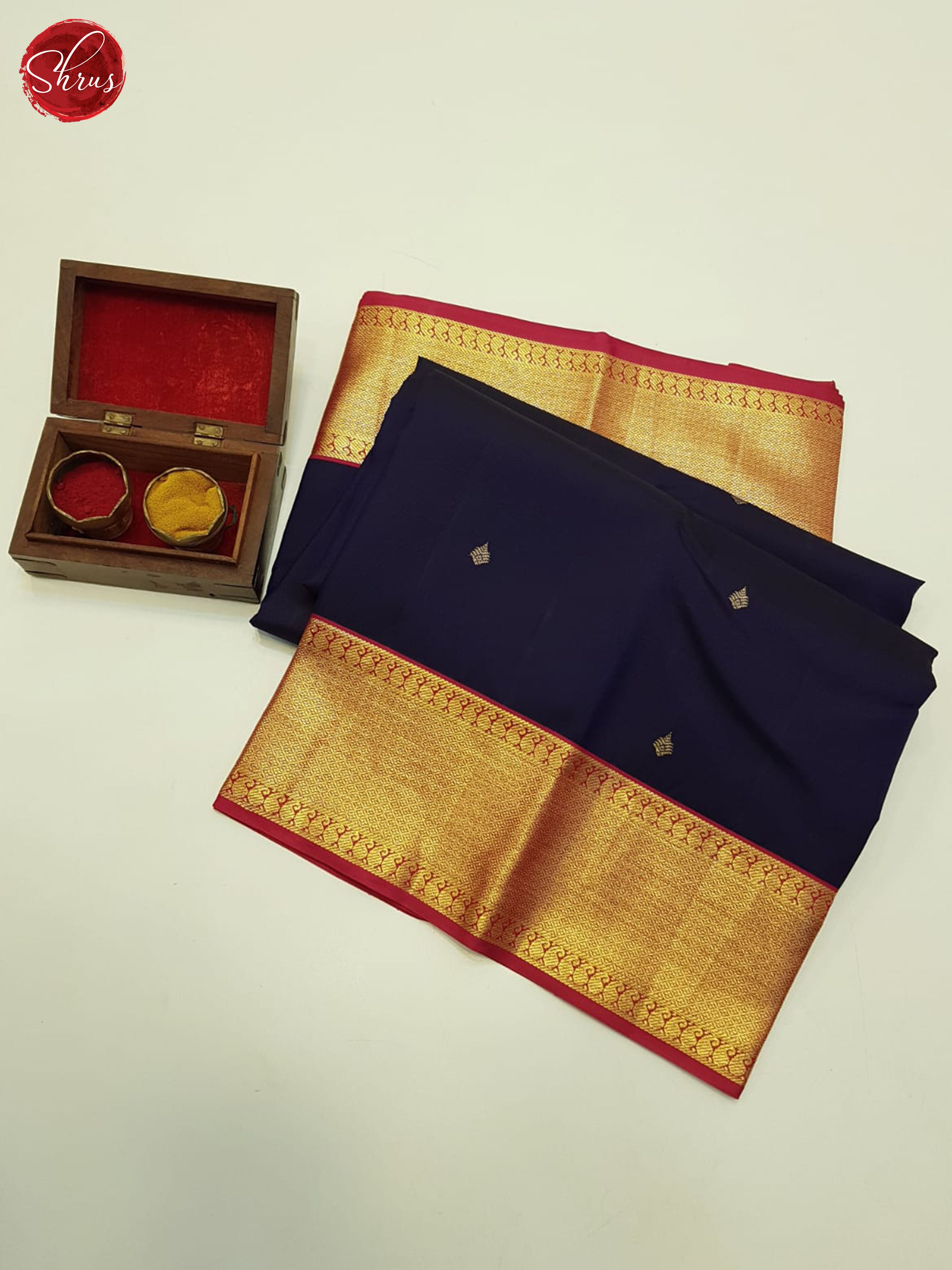 Blue And Red-Kanchipuram silk saree - Shop on ShrusEternity.com