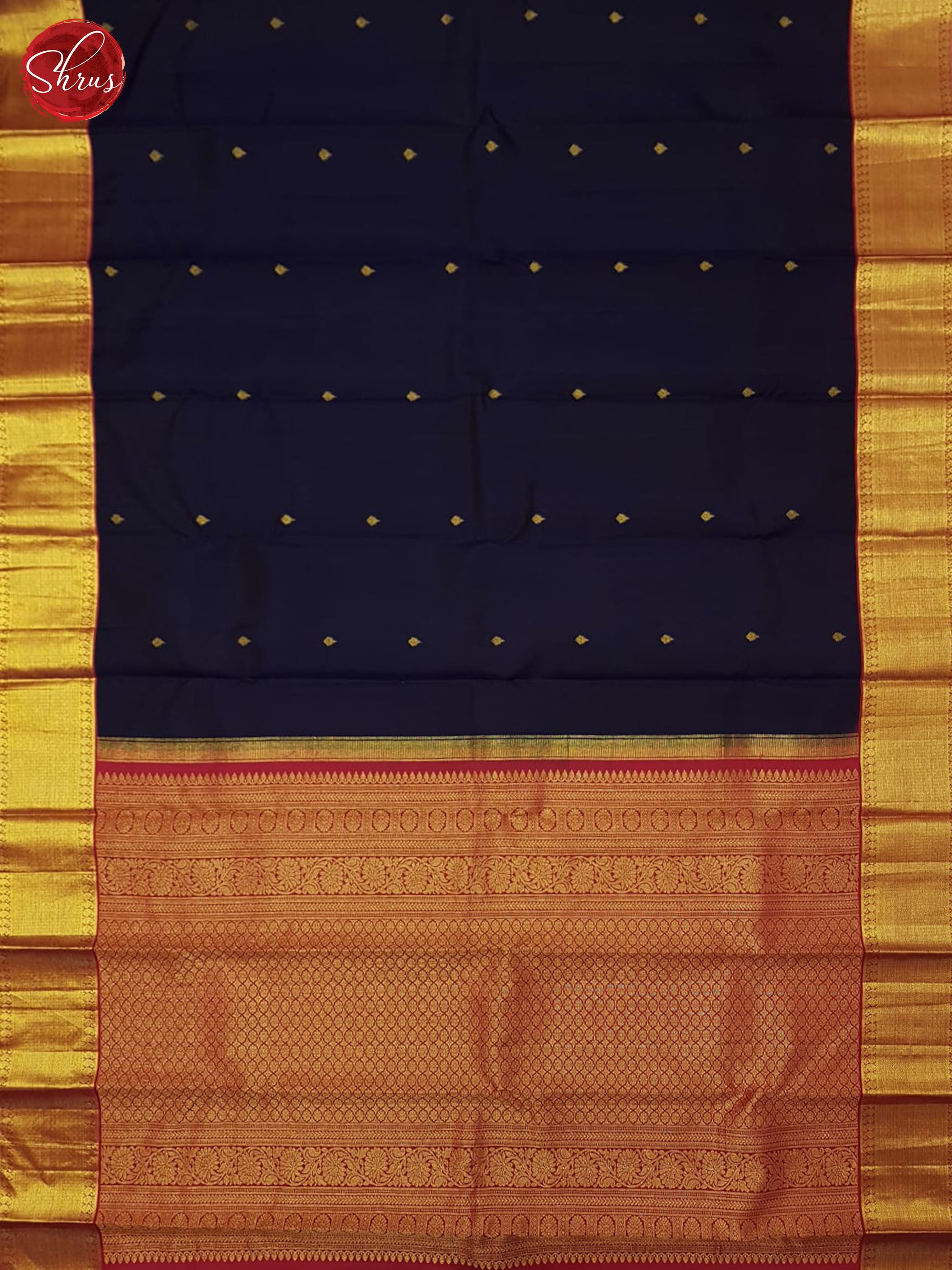 Blue And Red-Kanchipuram silk saree - Shop on ShrusEternity.com