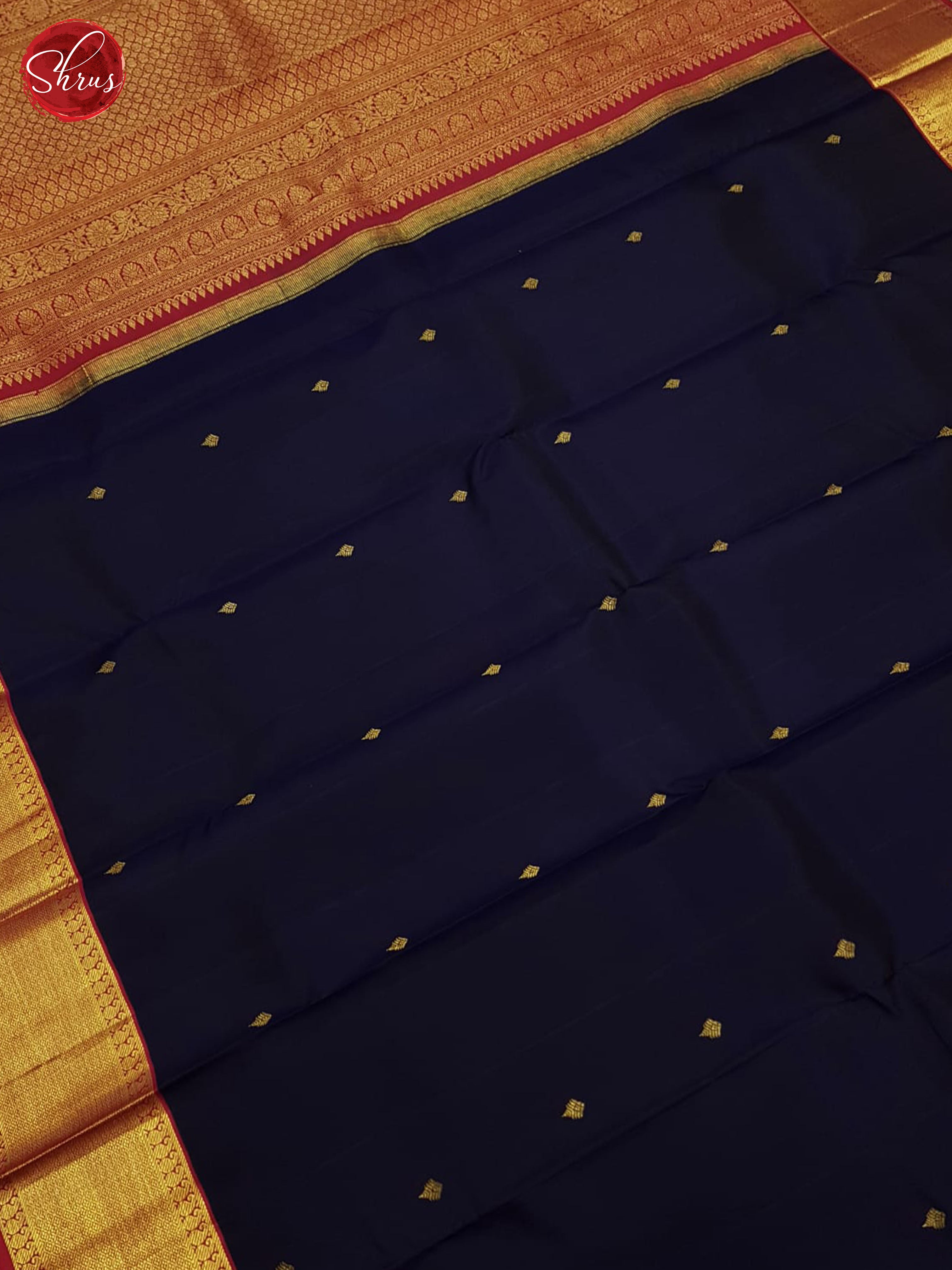 Blue And Red-Kanchipuram silk saree - Shop on ShrusEternity.com