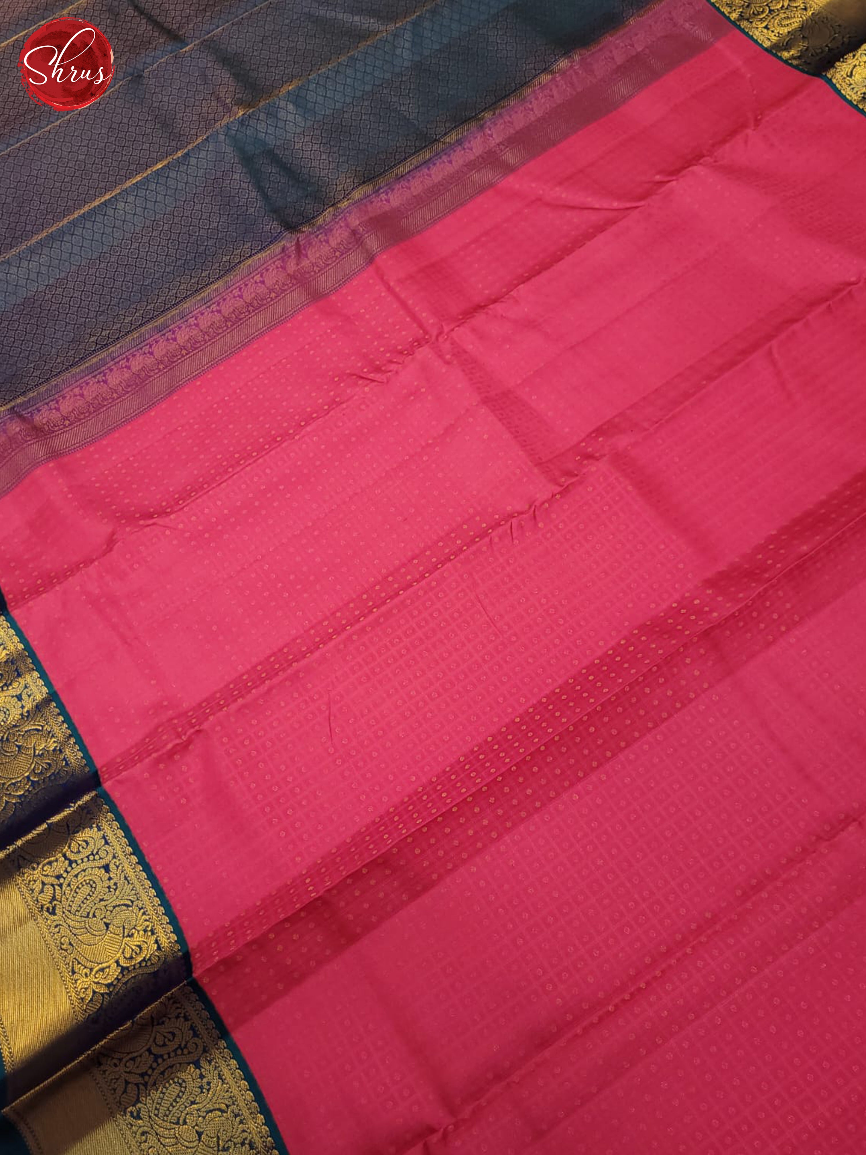 Pink & Blue - Kanchipuram silk Saree - Shop on ShrusEternity.com