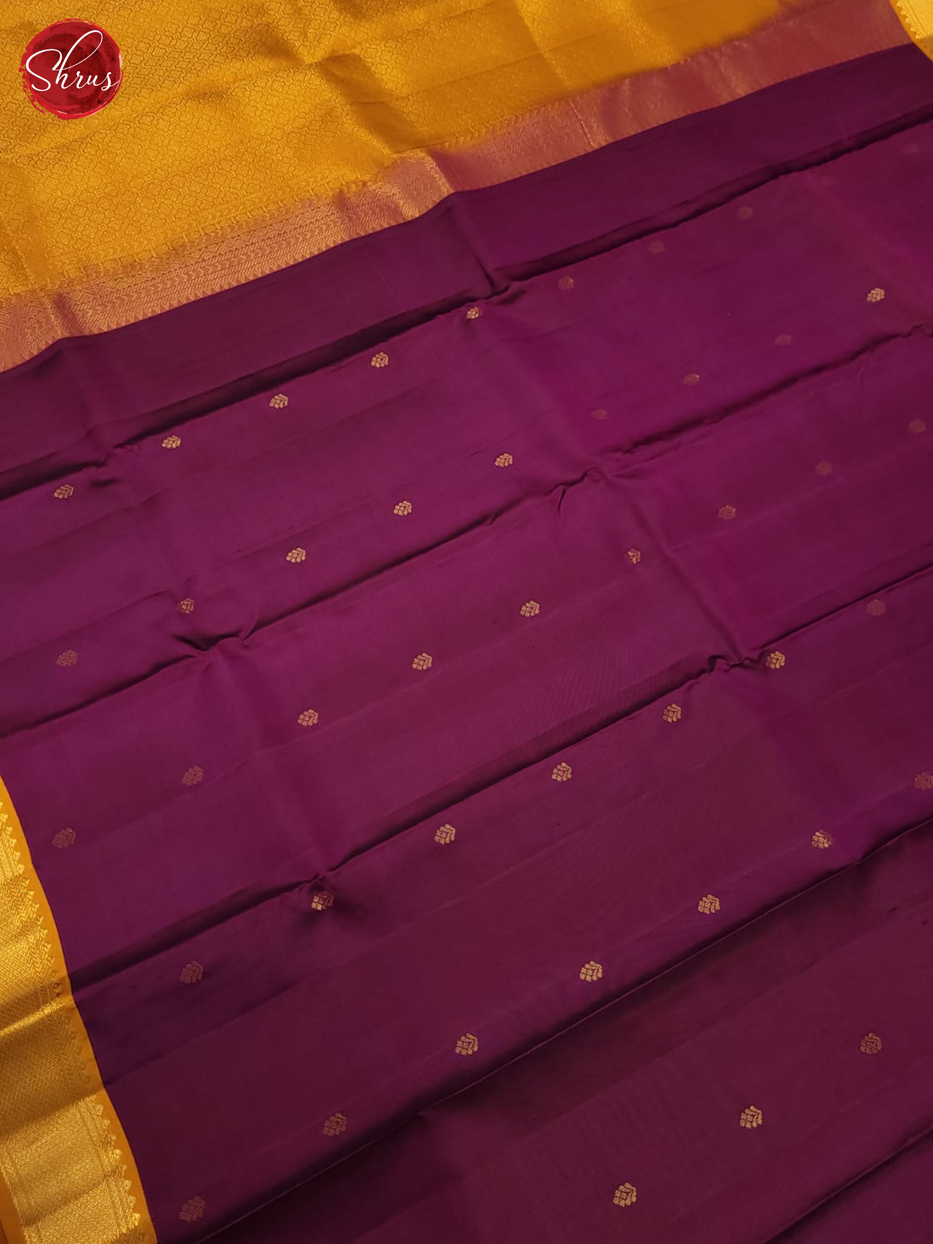 wine and mustard-Kanchipuram Silk Saree - Shop on ShrusEternity.com