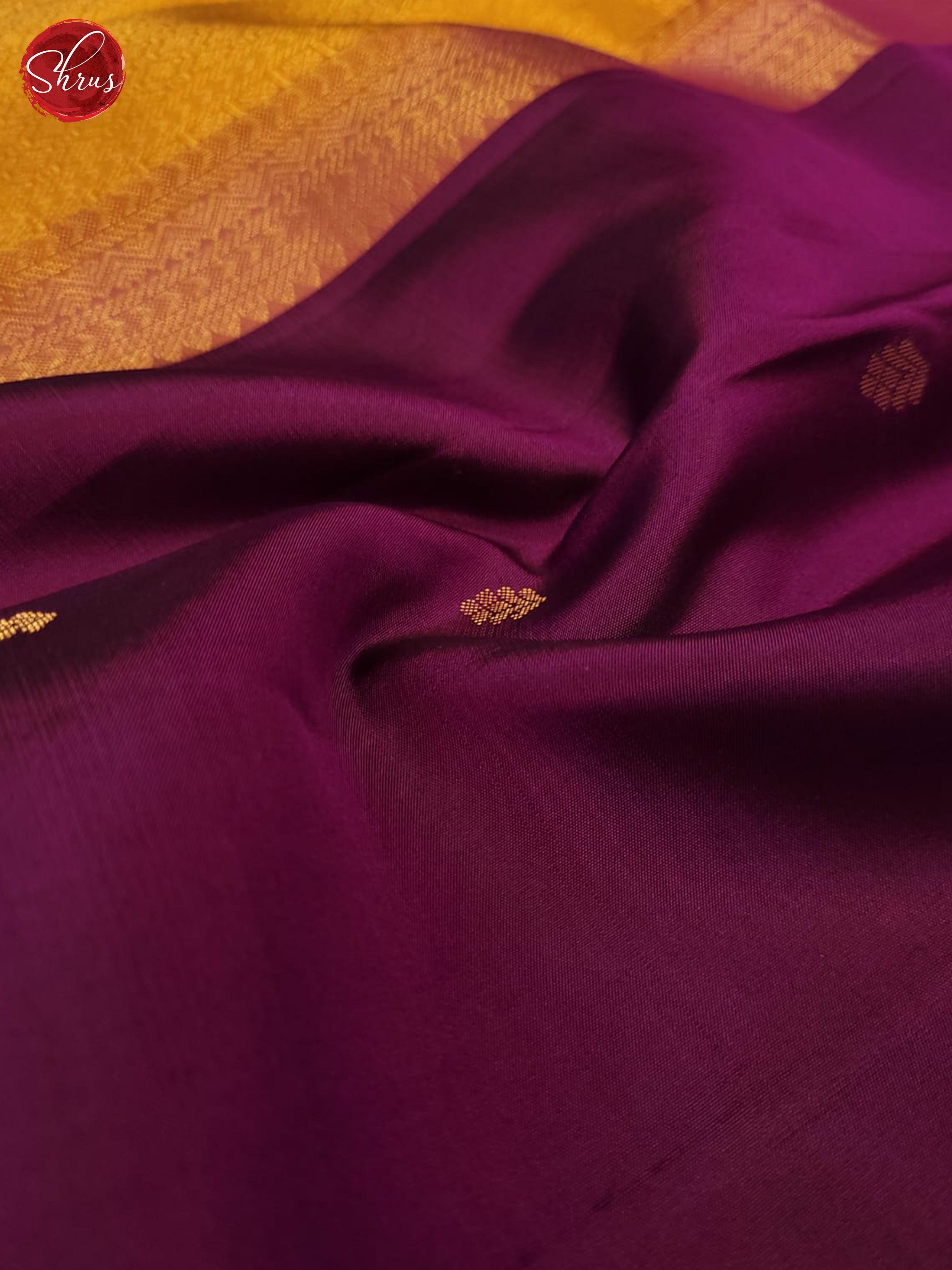 wine and mustard-Kanchipuram Silk Saree - Shop on ShrusEternity.com