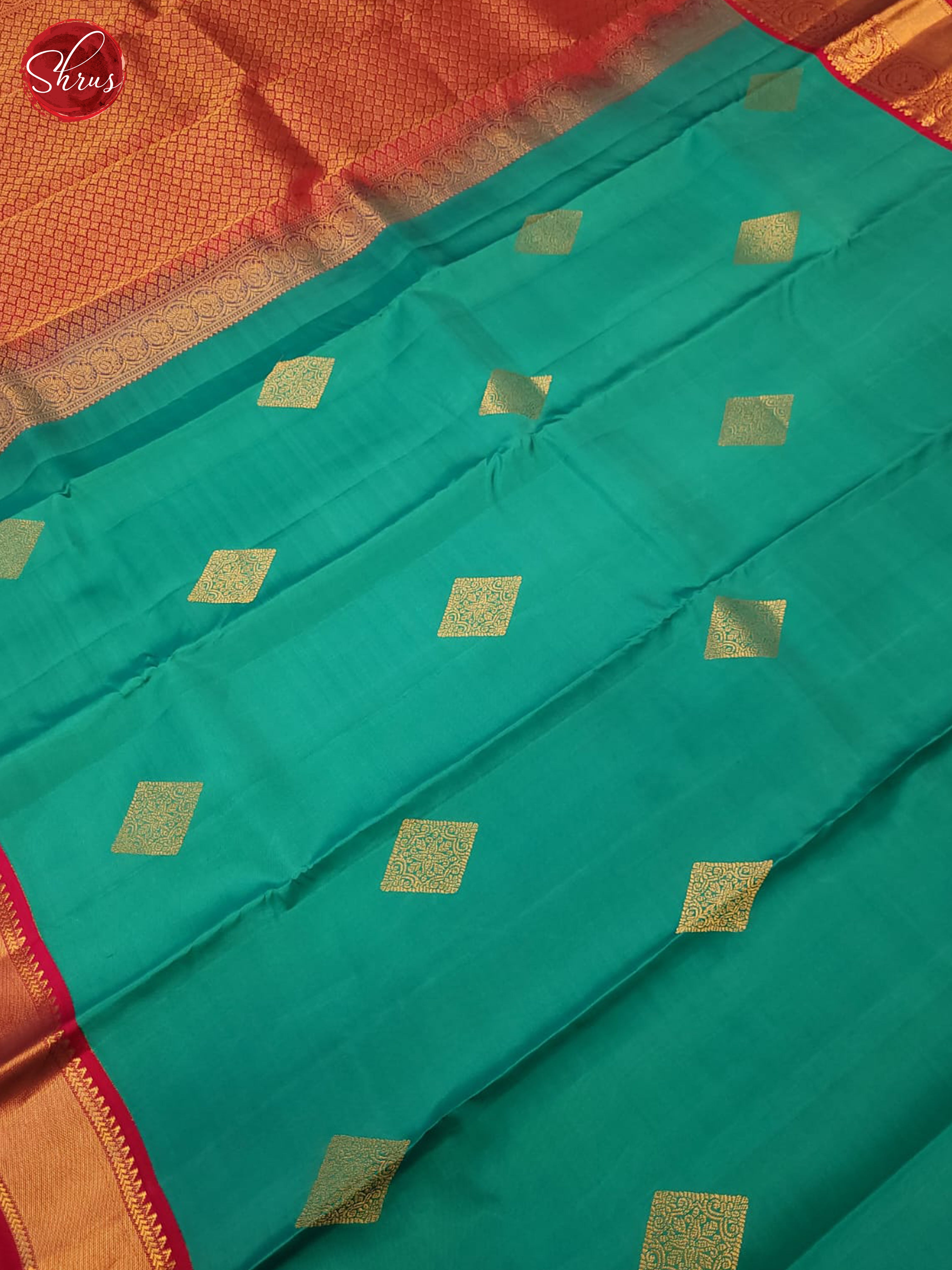 Blue & Red - Kanchipuram silk Saree - Shop on ShrusEternity.com