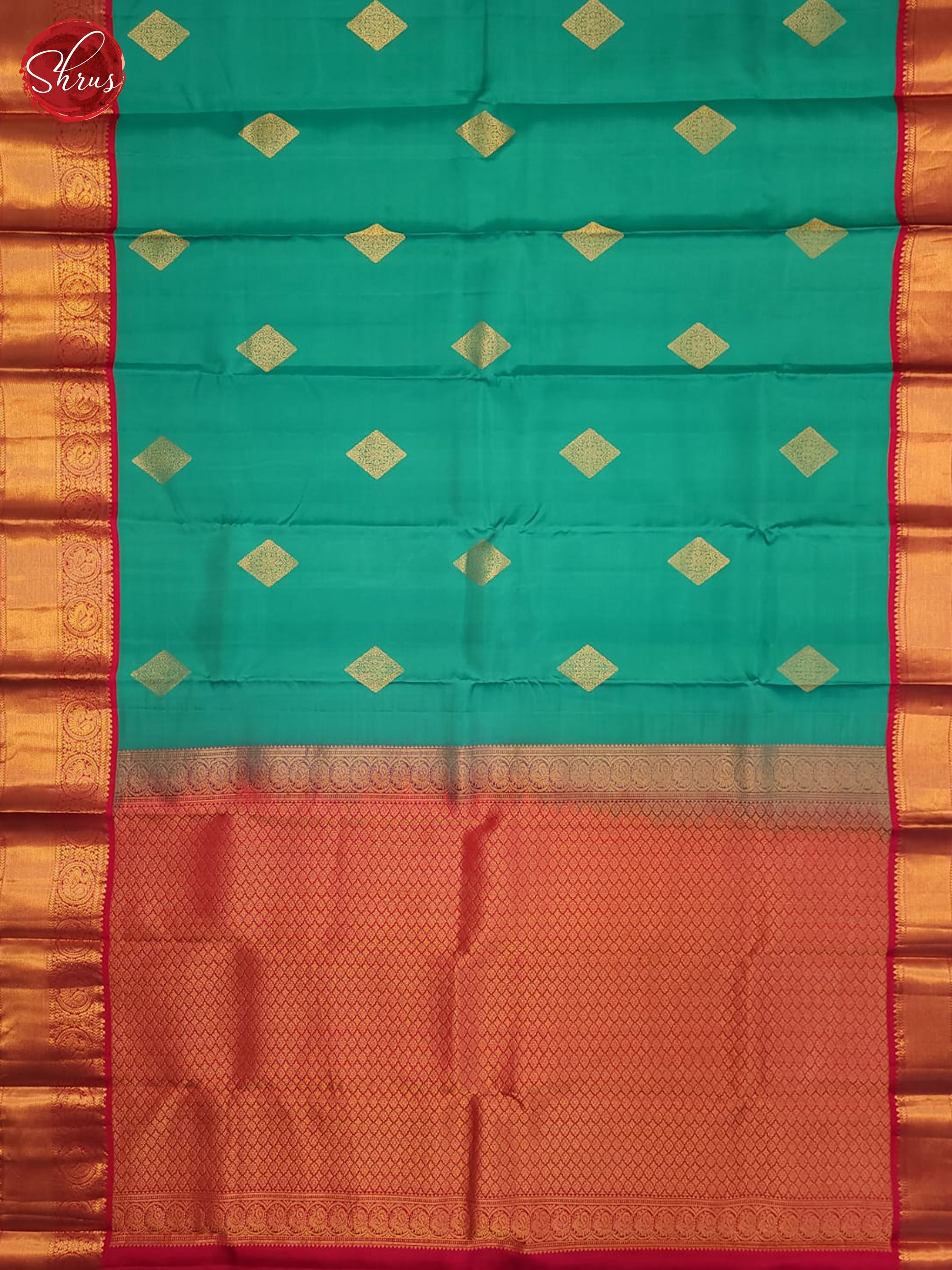 Blue & Red - Kanchipuram silk Saree - Shop on ShrusEternity.com