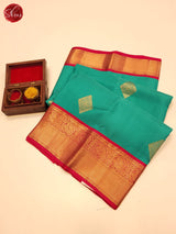Blue & Red - Kanchipuram silk Saree - Shop on ShrusEternity.com