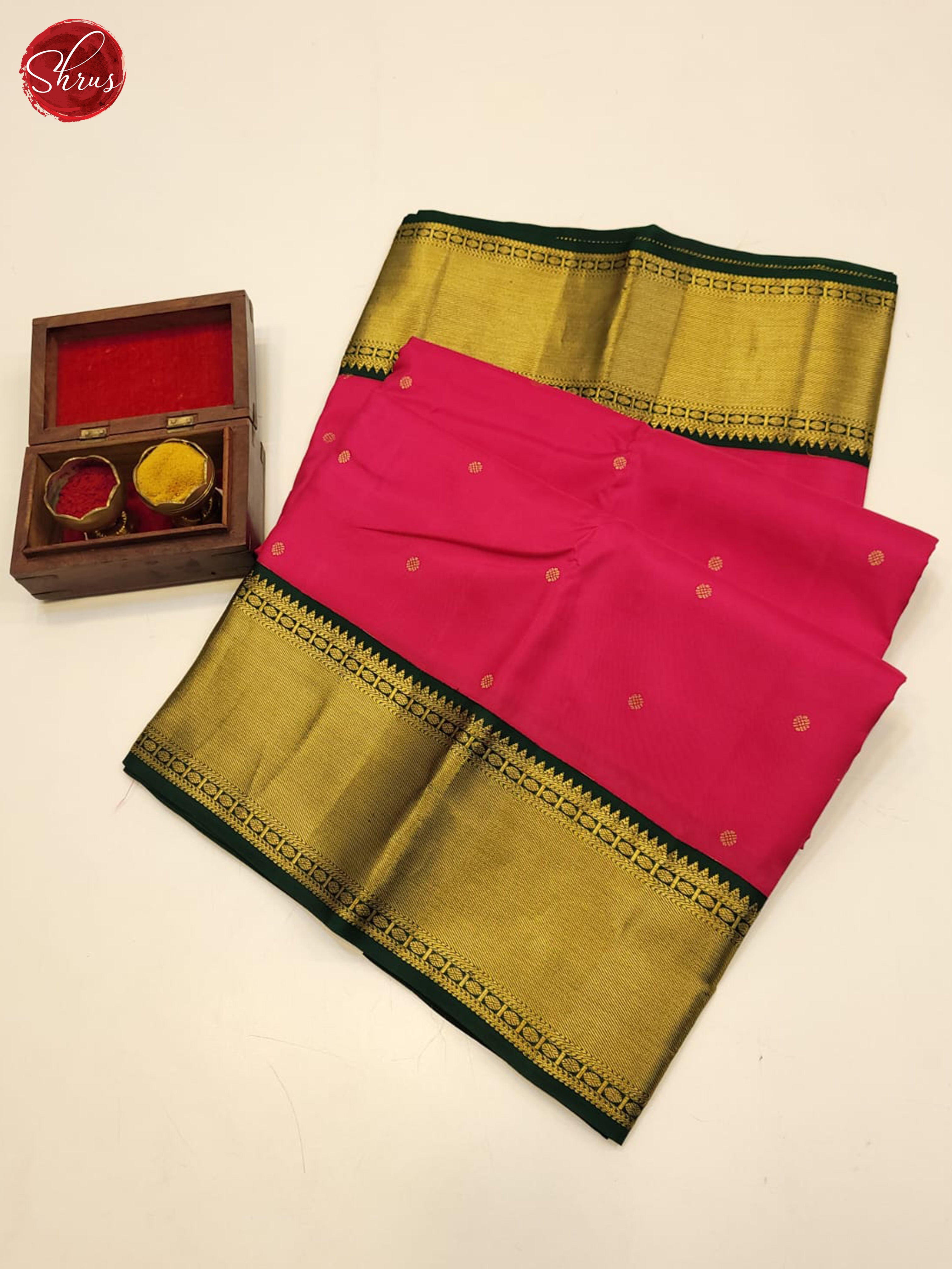 Pink & Green - Kanchipuram silk Saree - Shop on ShrusEternity.com